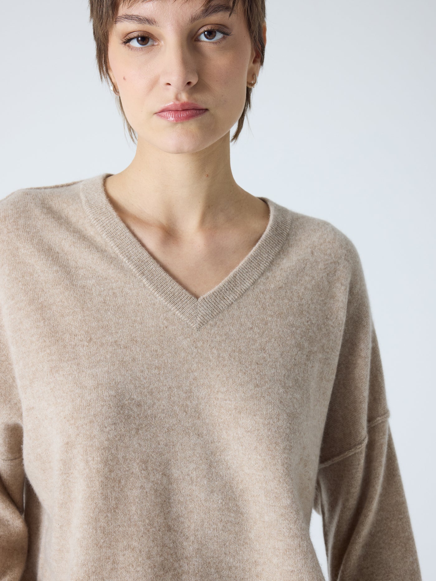 arden - Pull col V 100% cachemire - chestnut