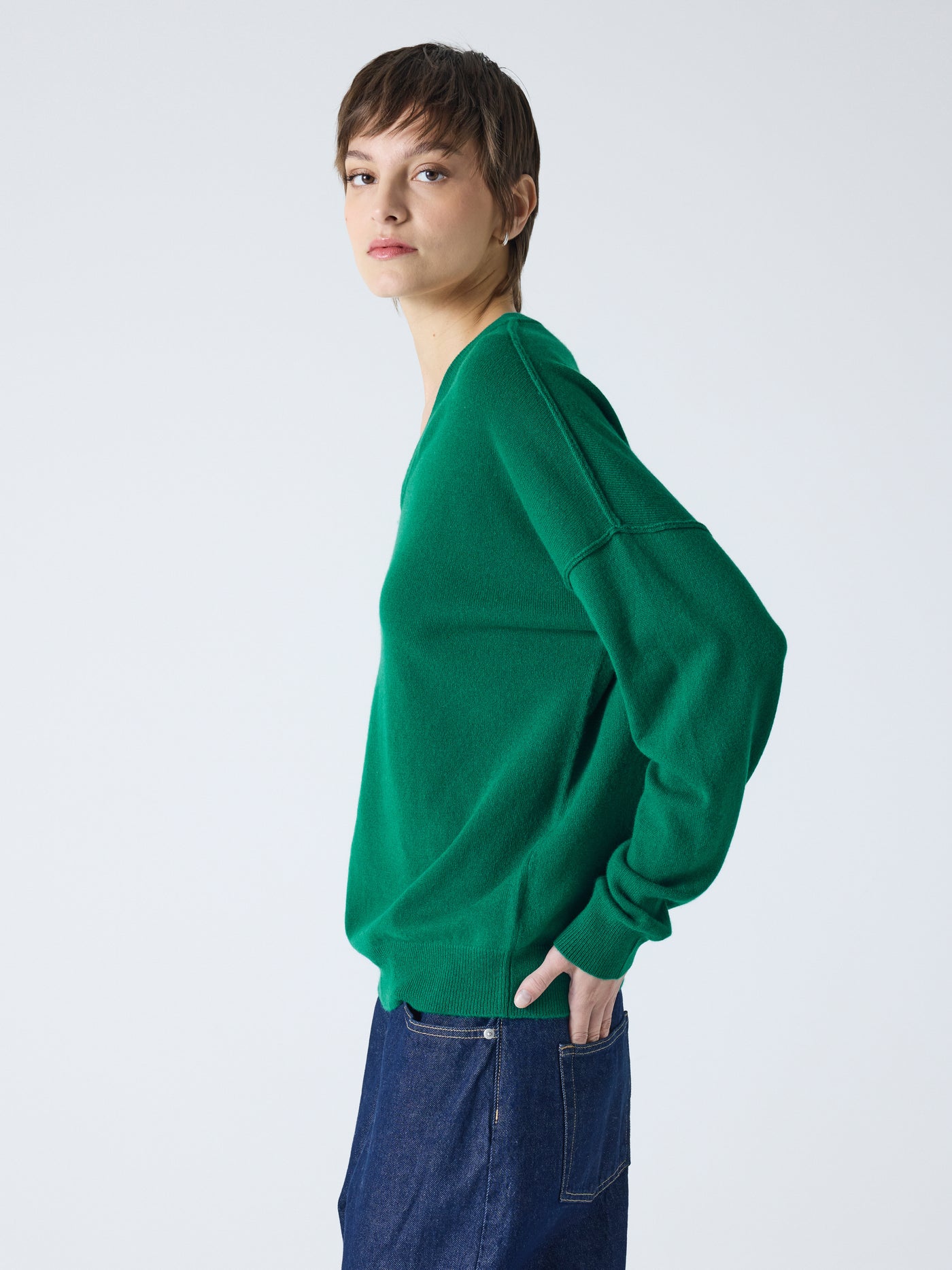 arden - Pull col V 100% cachemire - leaf