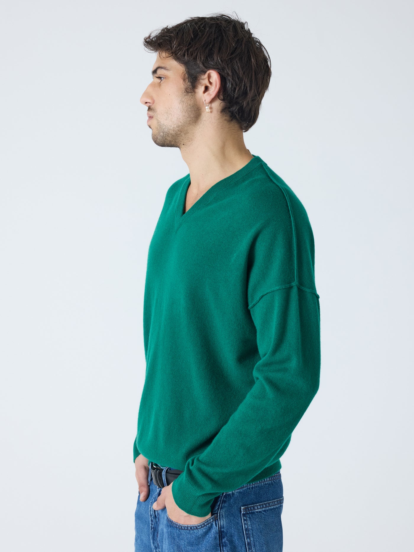 arden - Maglione scollo a V 100% cashmere - verde smeraldo