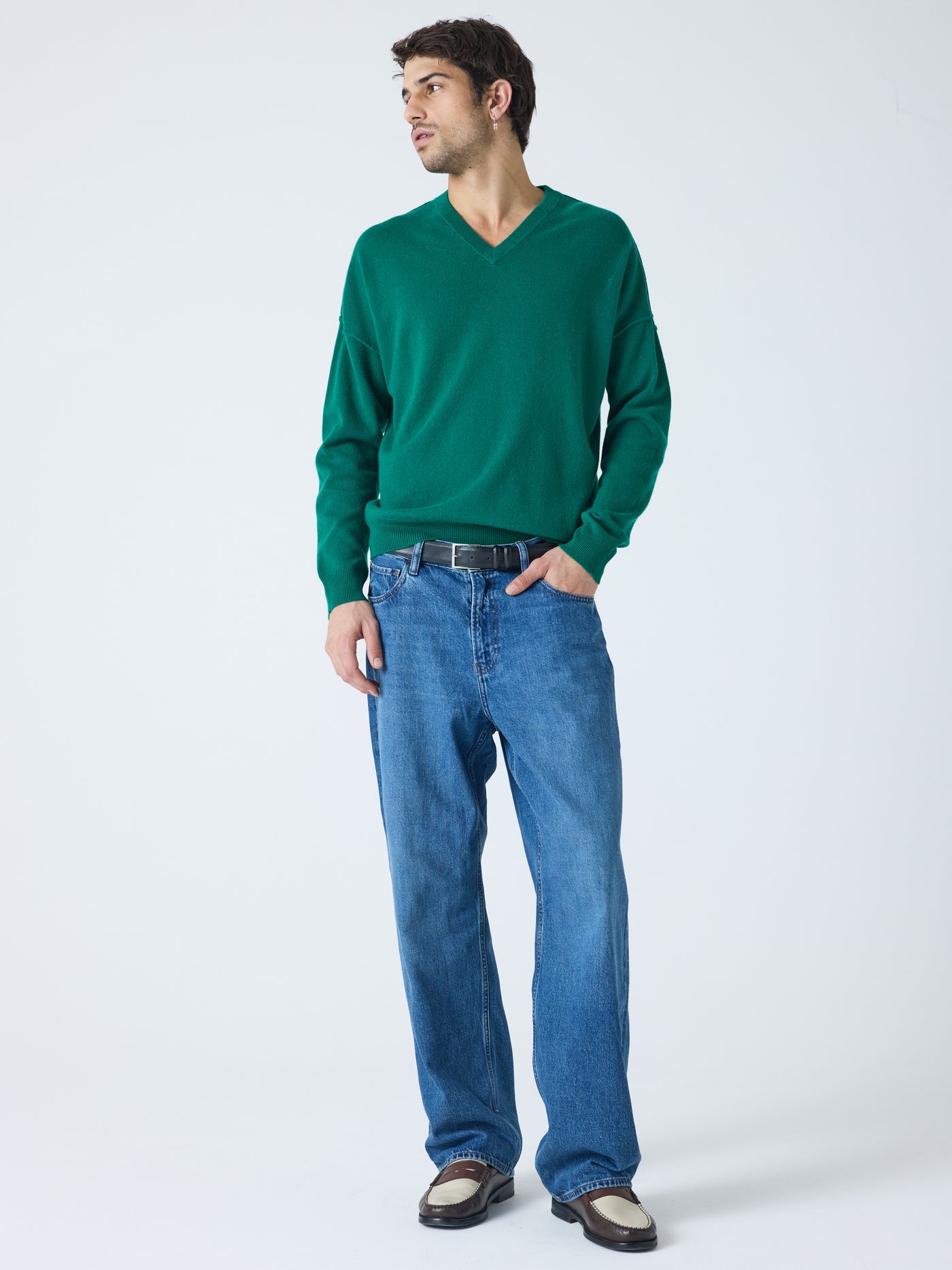 arden - Maglione scollo a V 100% cashmere - verde smeraldo