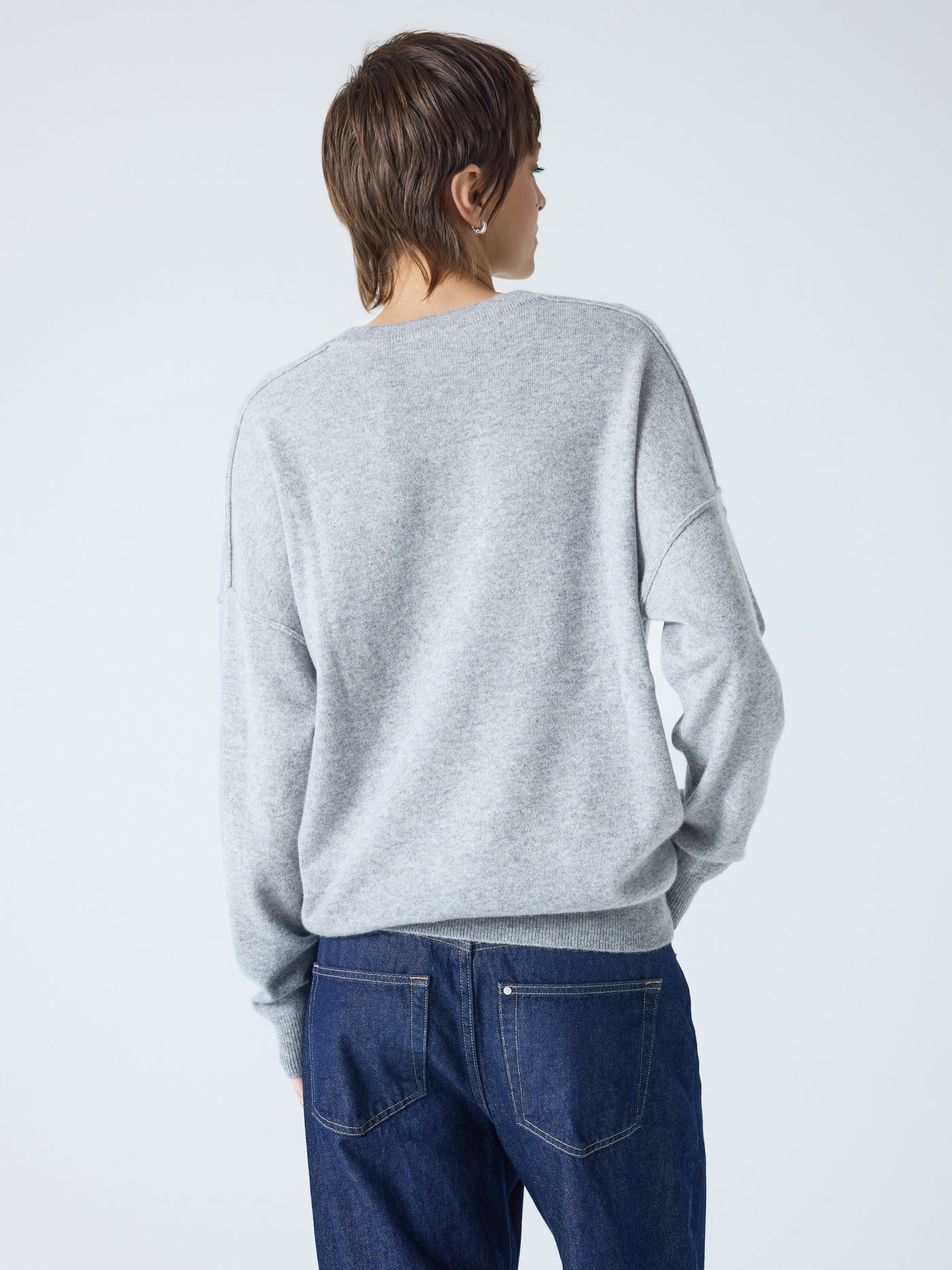 arden - Pull col V 100% cachemire - light heather grey