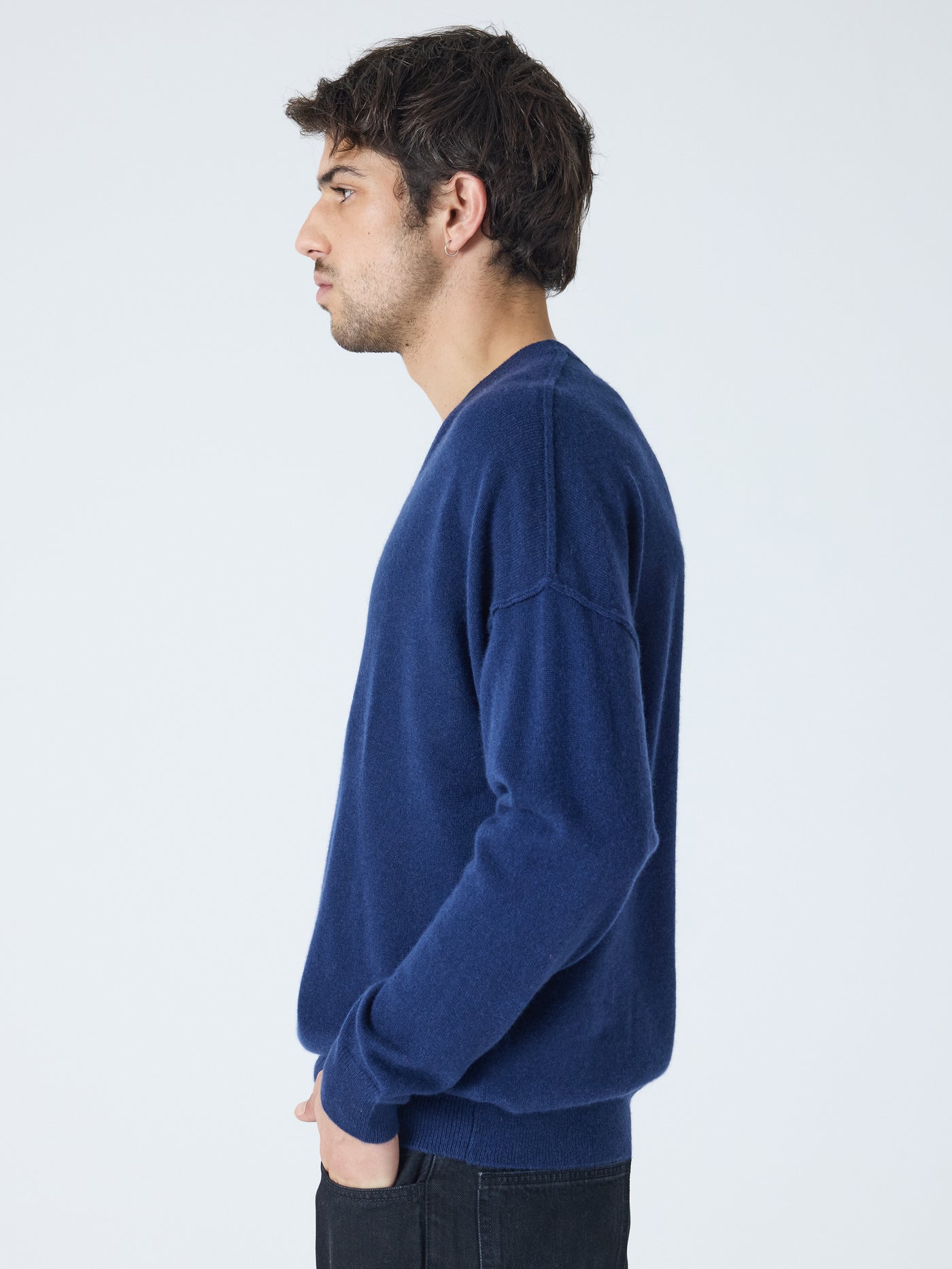 arden - Maglione scollo a V 100% cashmere - blu navy