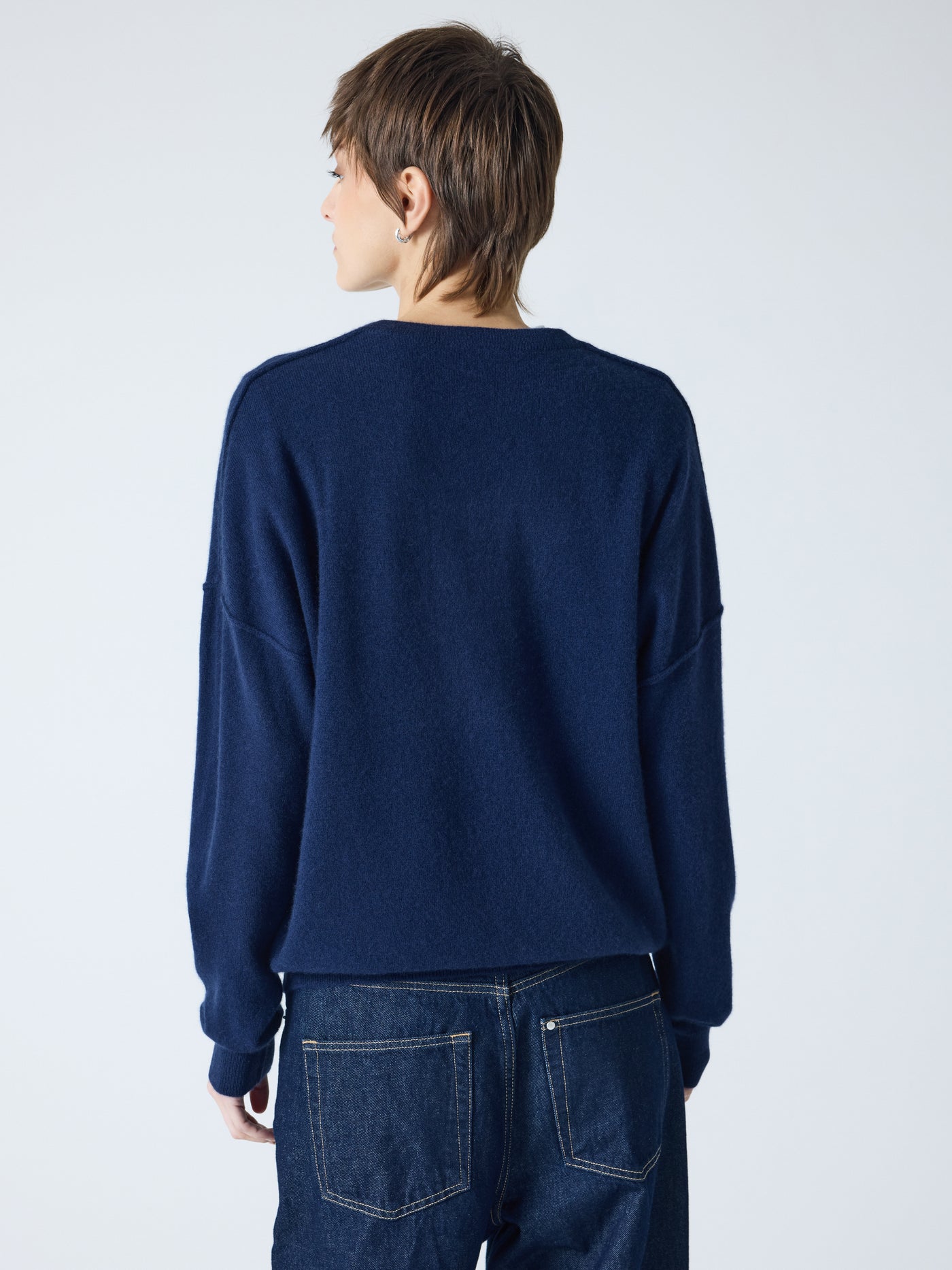 arden - Pull col V 100% cachemire - Navy
