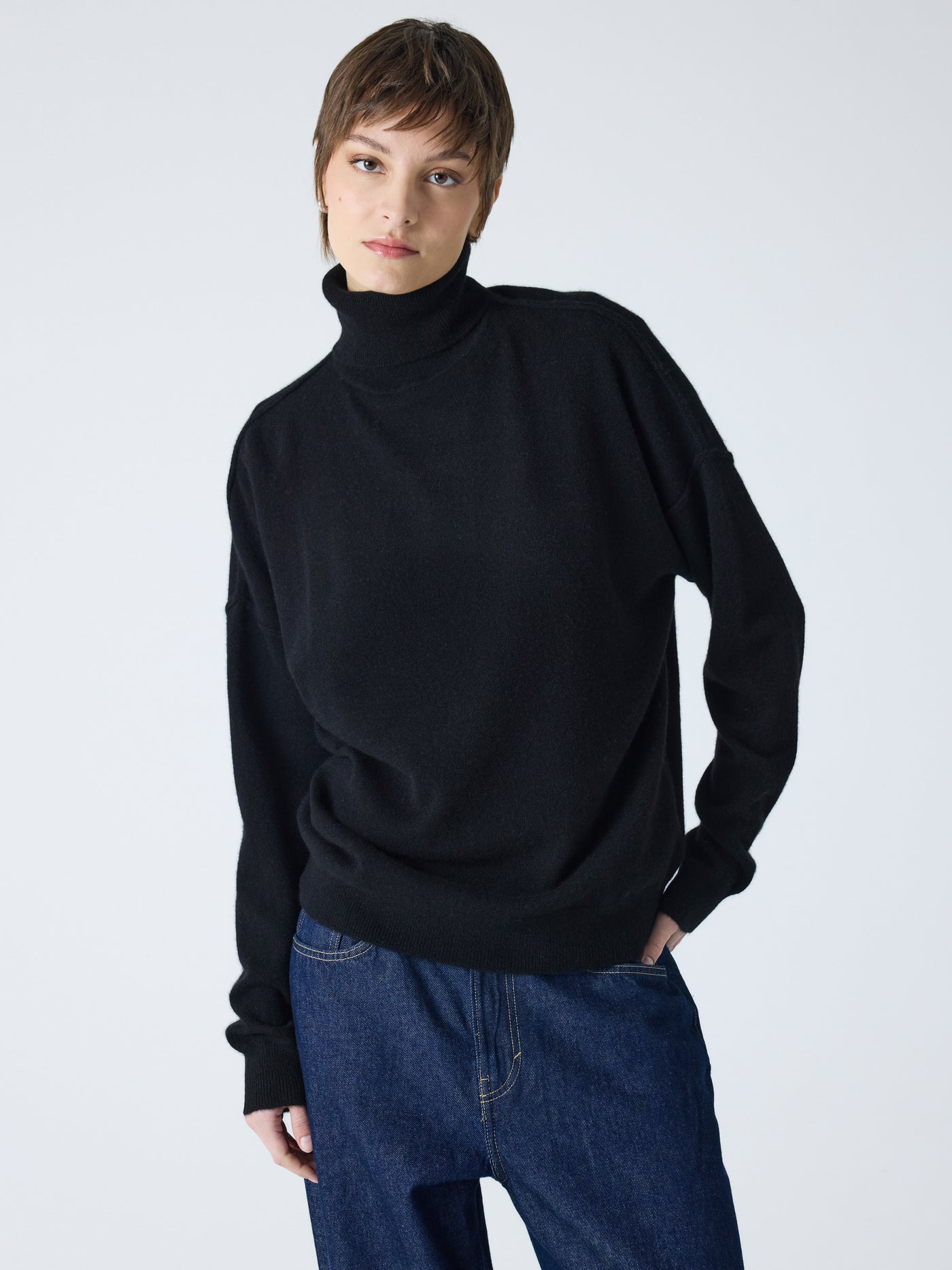 owen - Pull col roulé 100% cachemire - black