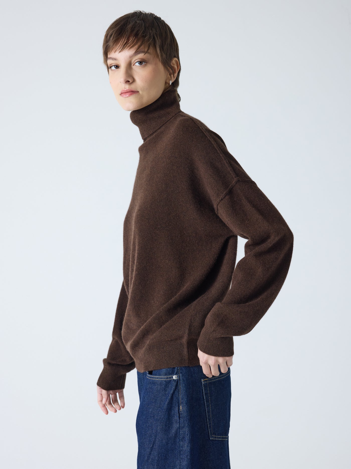 owen - Pull col roulé 100% cachemire - brownie