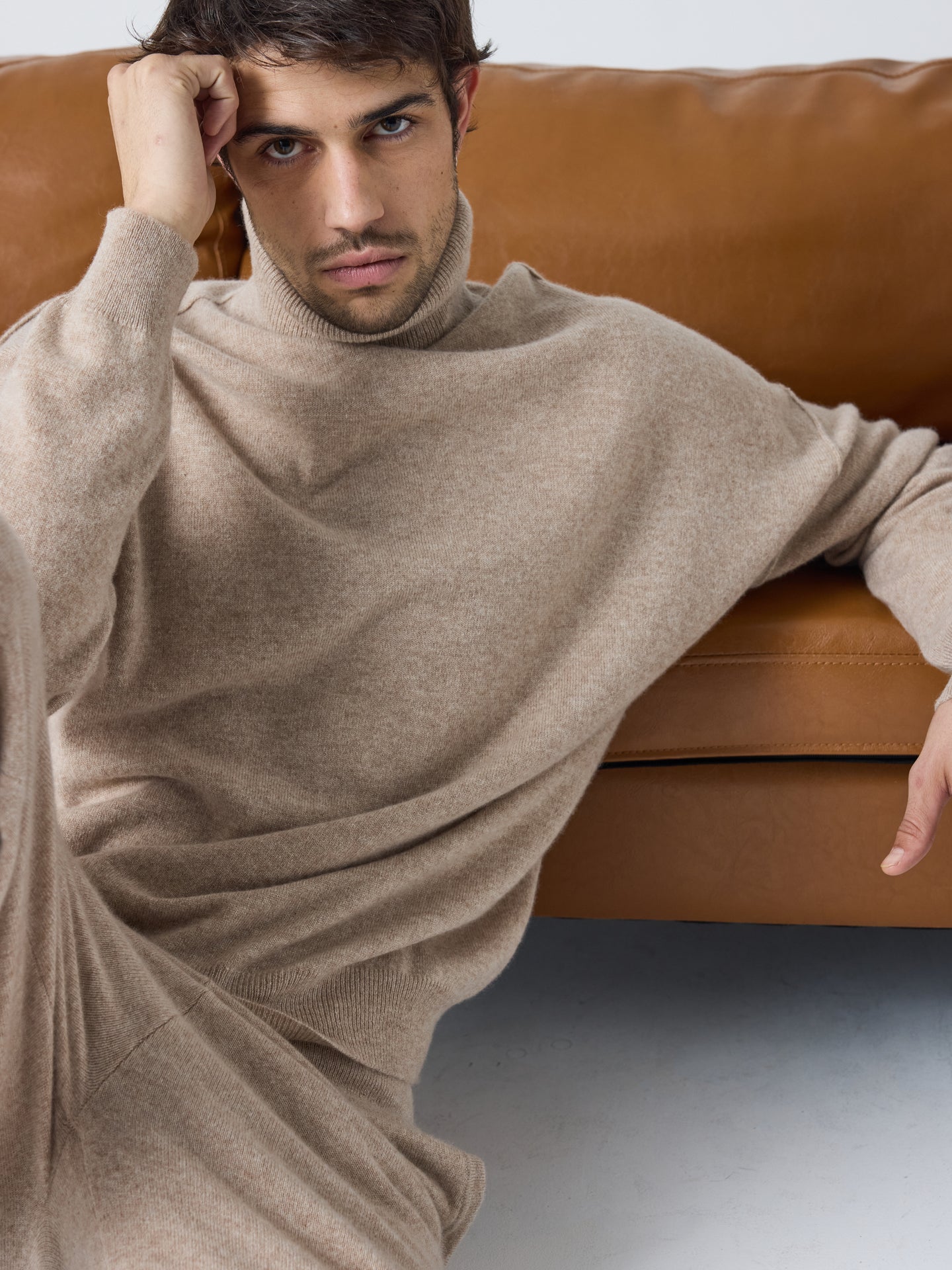 owen - Pull col roulé 100% cachemire - chestnut