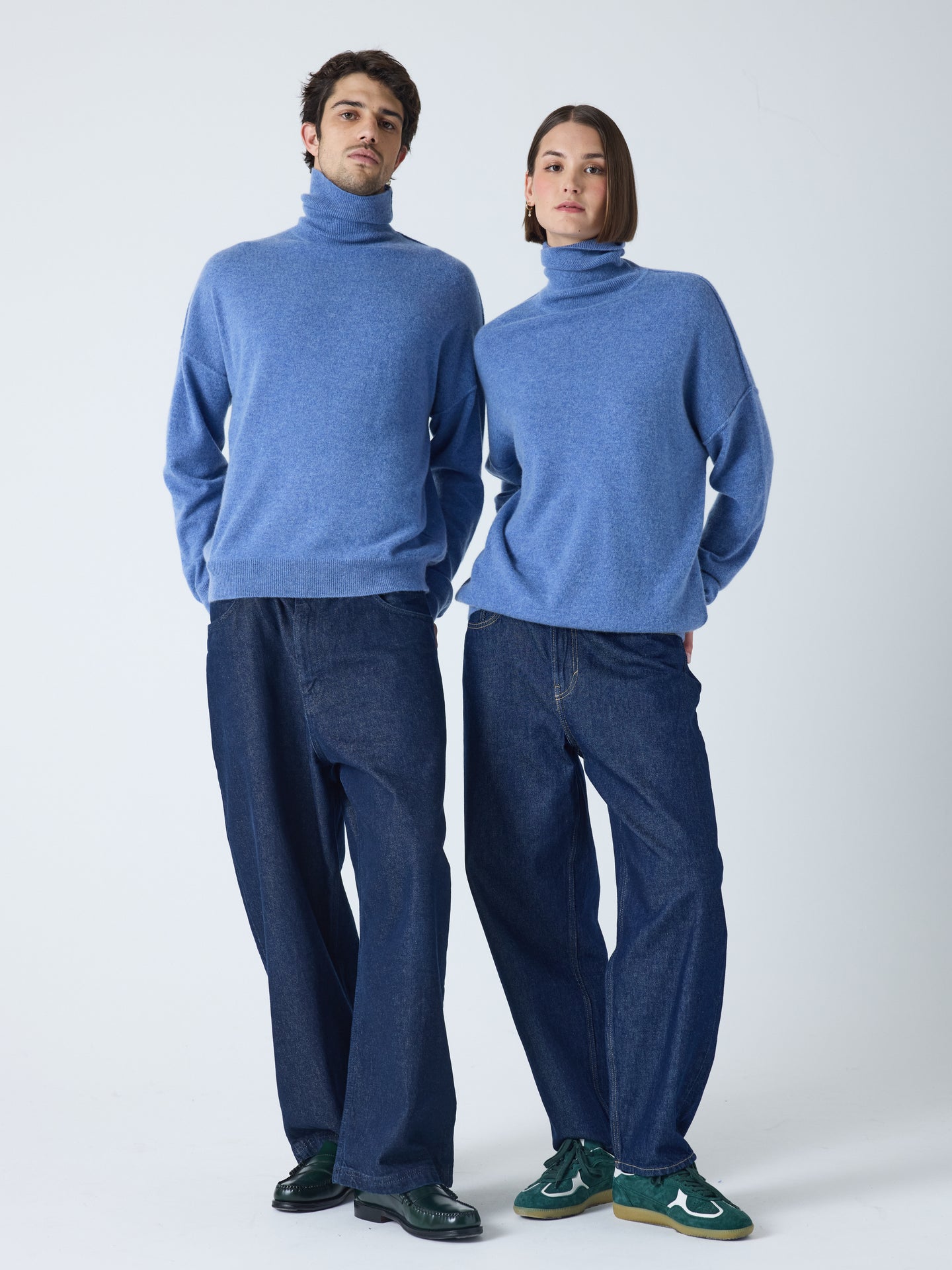 Owen - 100% cashmere turtleneck sweater - denim