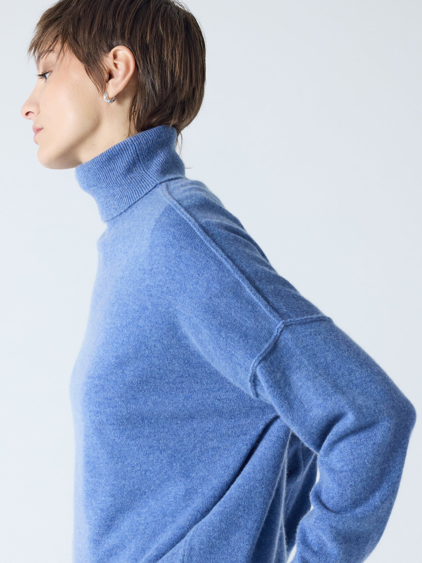 owen - Pull col roulé 100% cachemire - denim