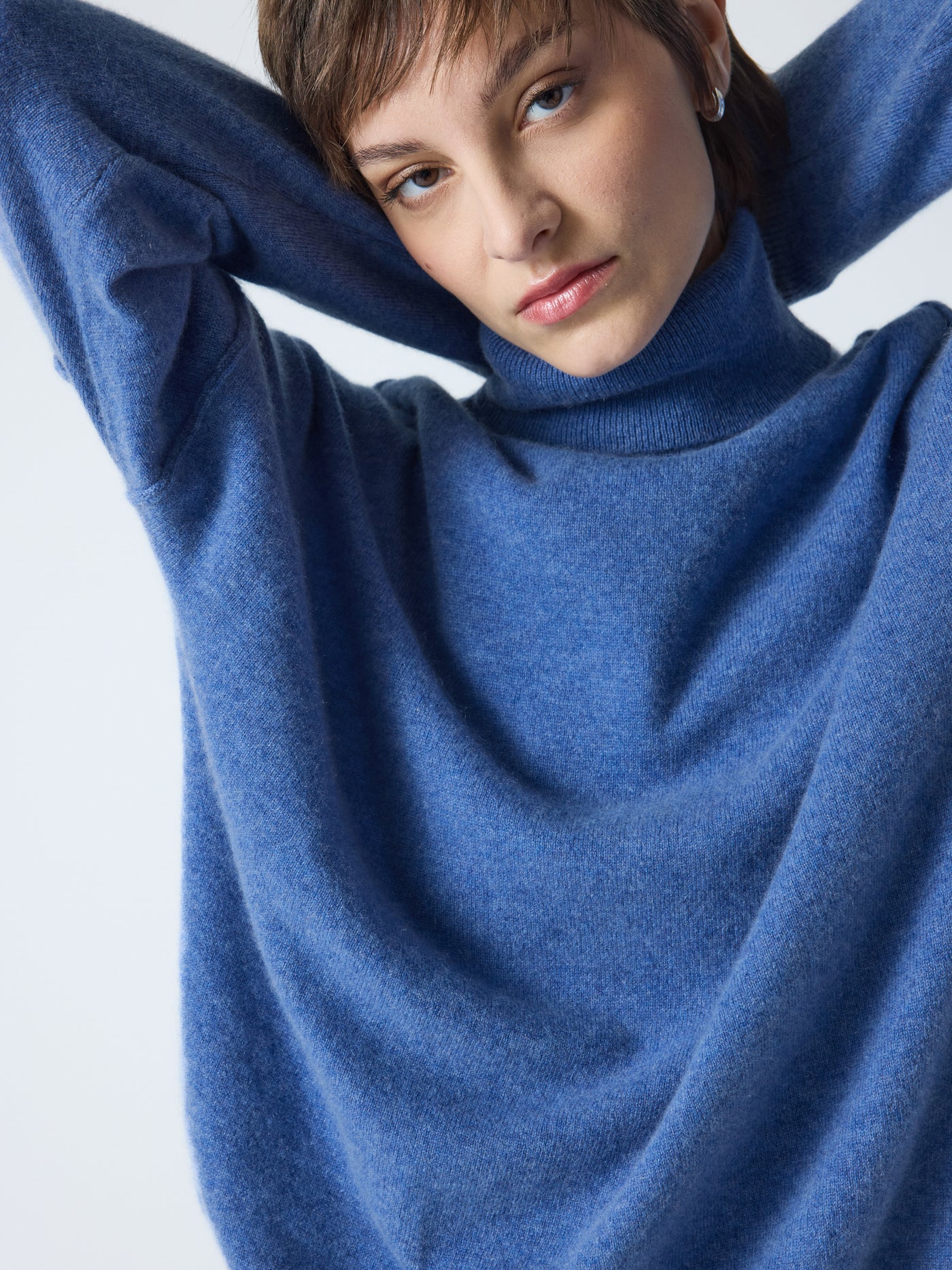 owen - Pull col roulé 100% cachemire - denim