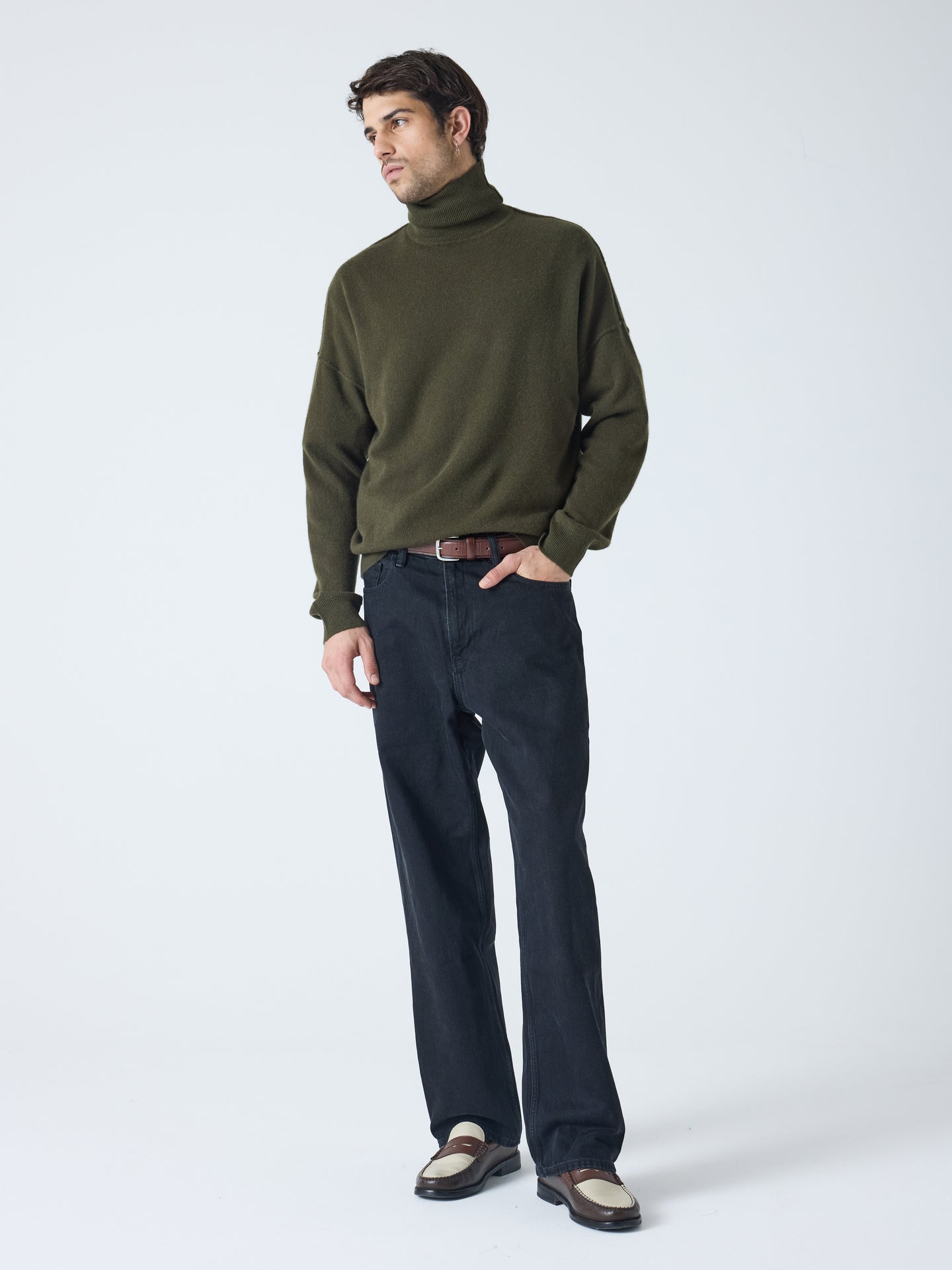 Owen - 100% cashmere turtleneck sweater - forest