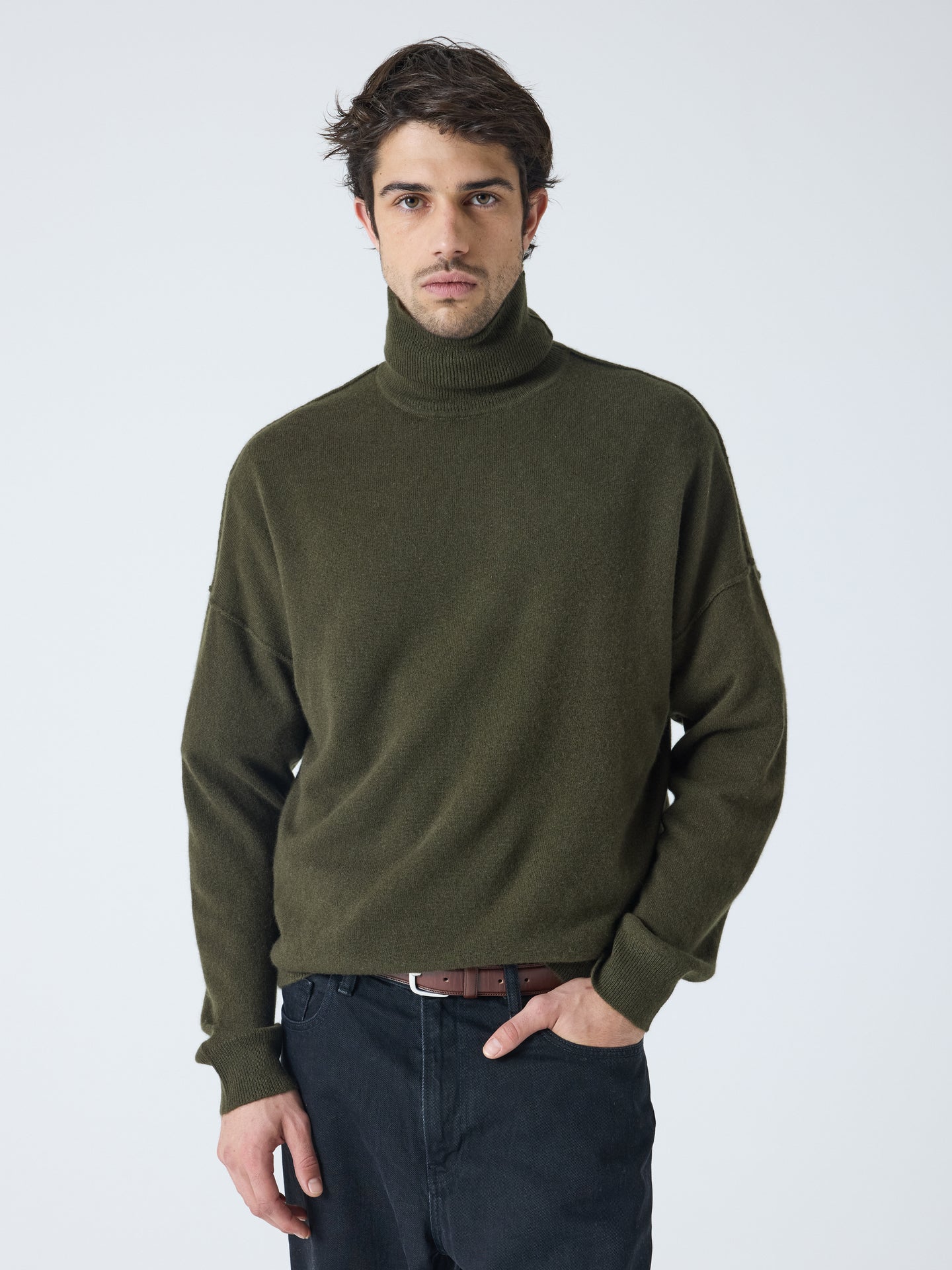 Owen - 100% cashmere turtleneck sweater - forest