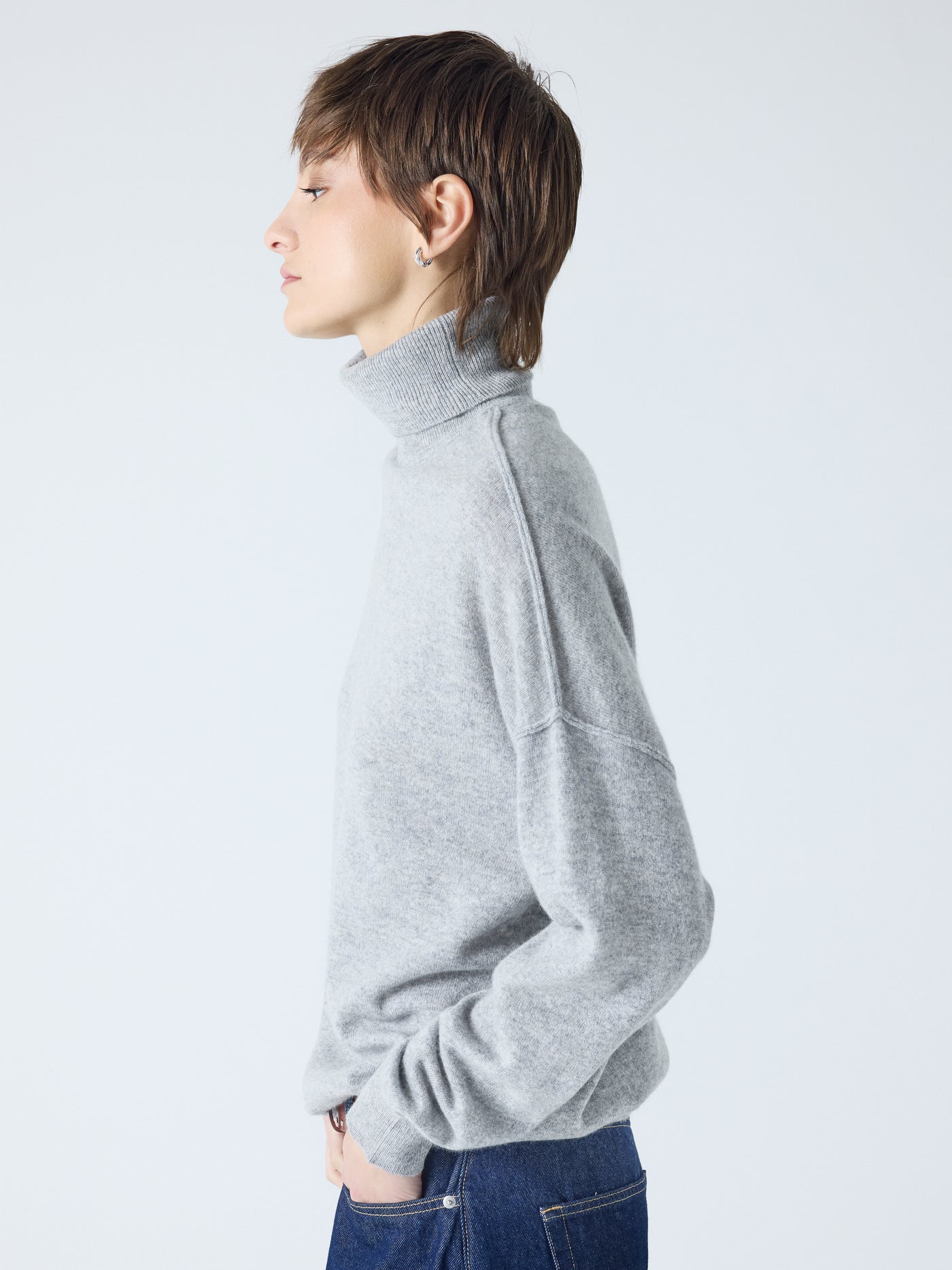 owen - Pull col roulé 100% cachemire - light heather gray