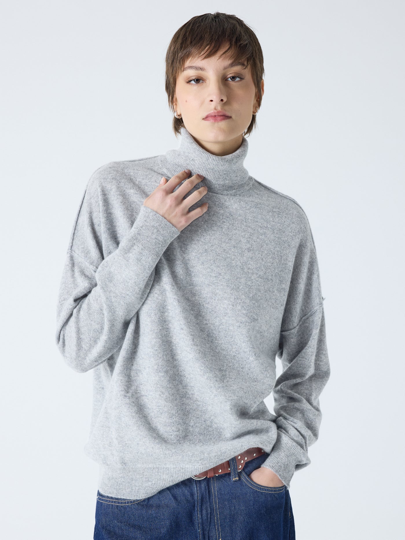 owen - Pull col roulé 100% cachemire - light heather gray