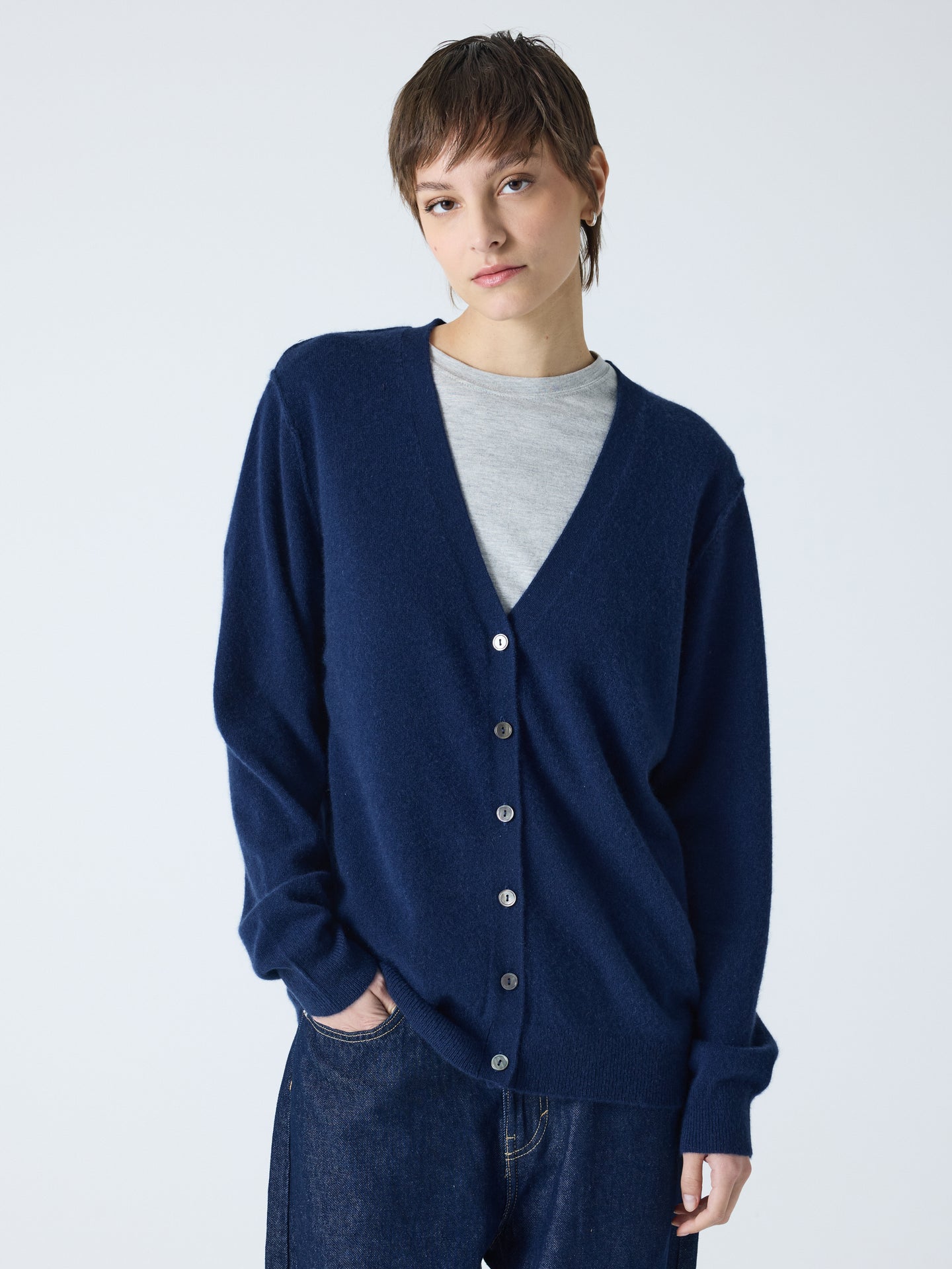 wyatt - Gilet 100% cachemire - marineblauw