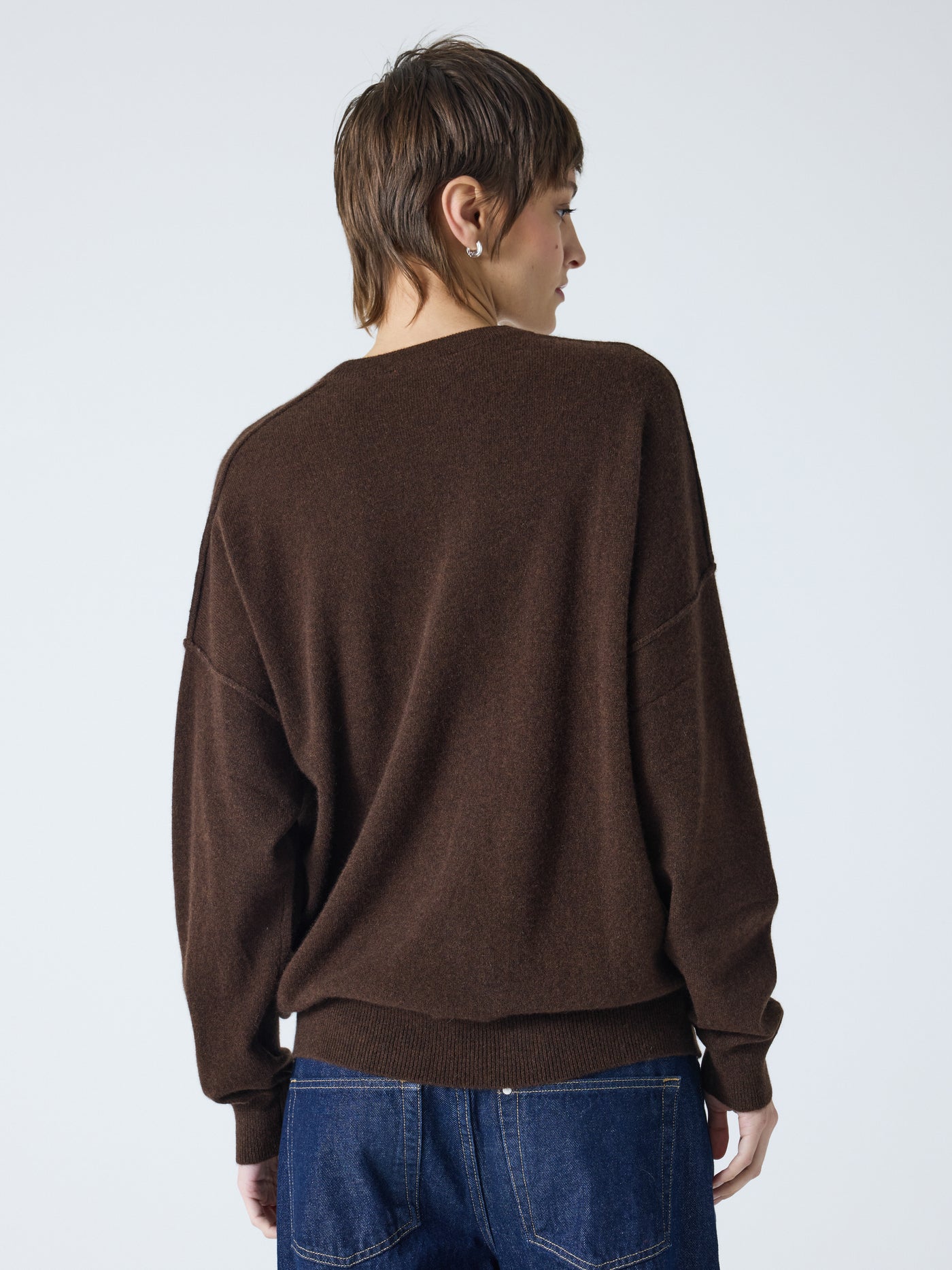 andy - Pull col rond 100% cachemire - brownie