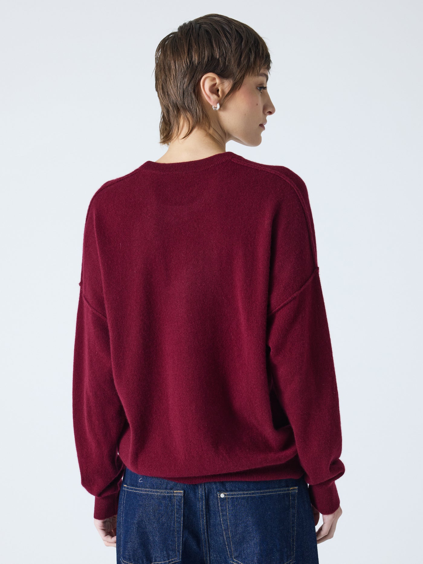 andy - Pull col rond 100% cachemire - burgundy