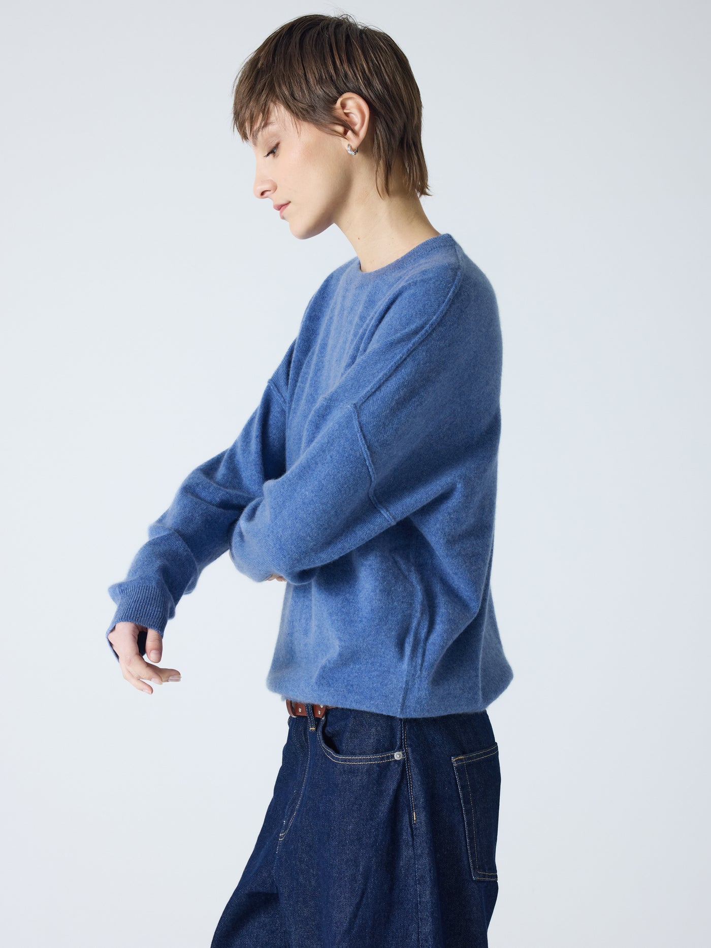andy - Pull col rond 100% cachemire - denim