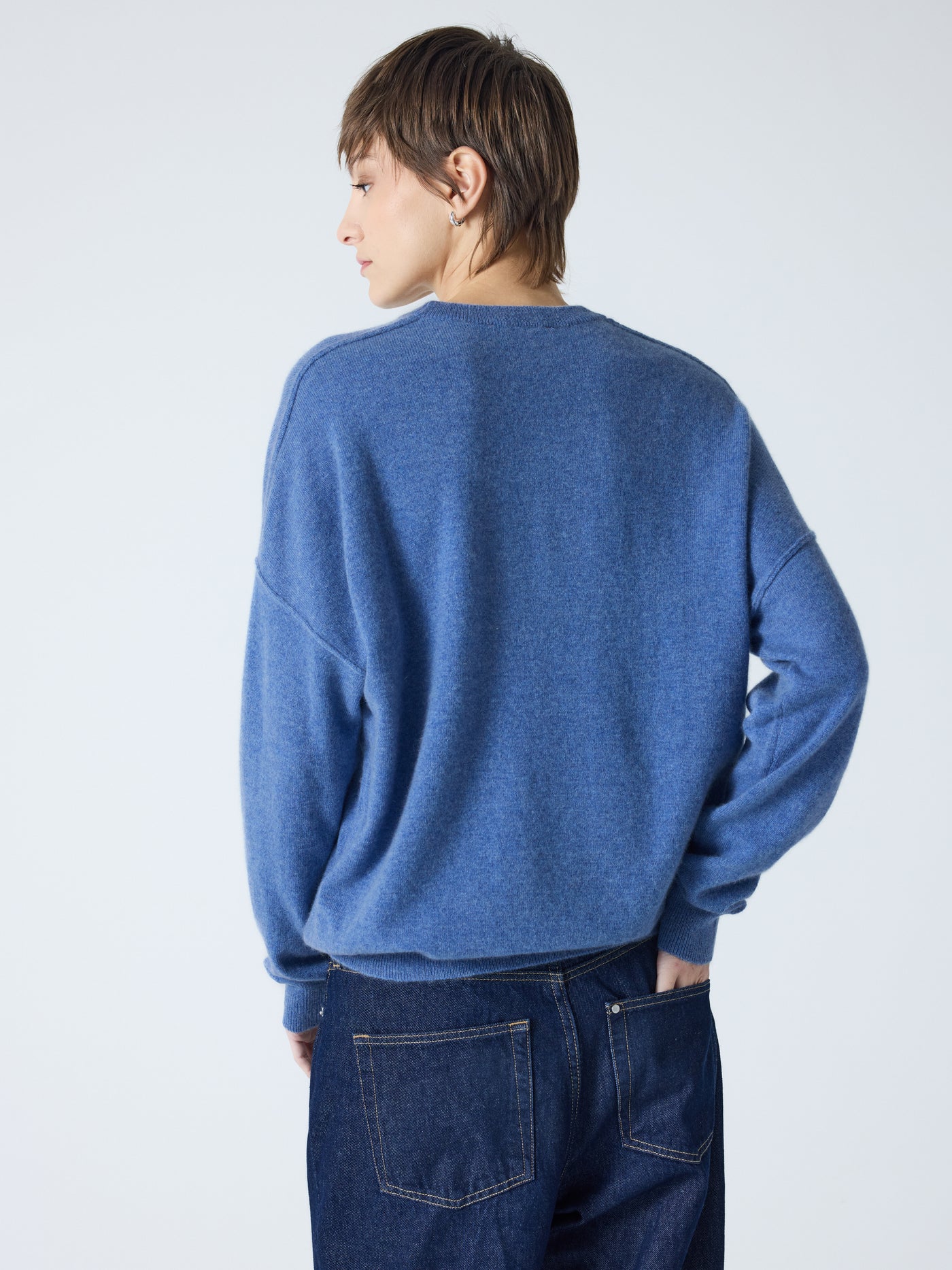 andy - Pull col rond 100% cachemire - denim