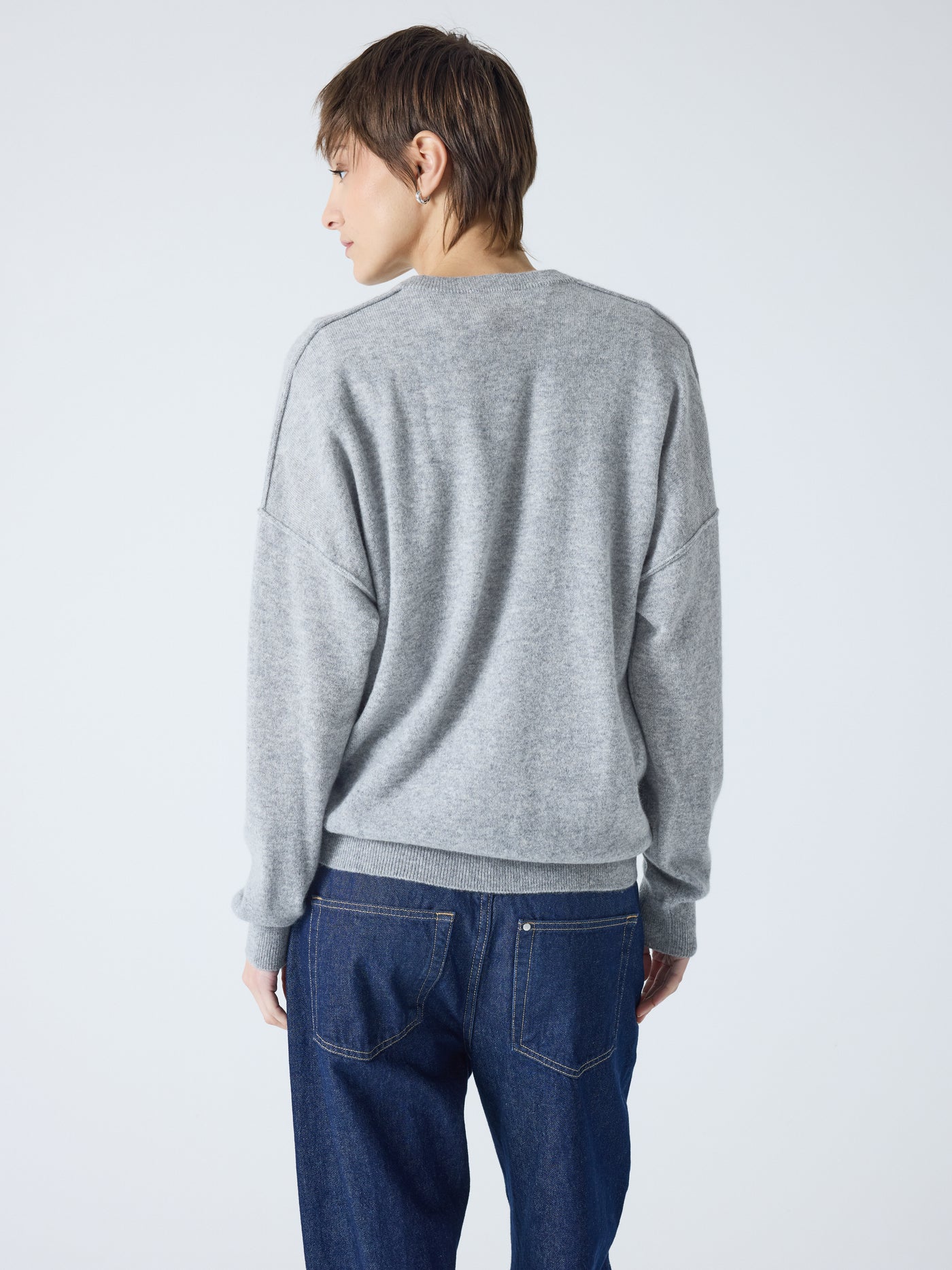 andy - Pull col rond 100% cachemire - light heather gray
