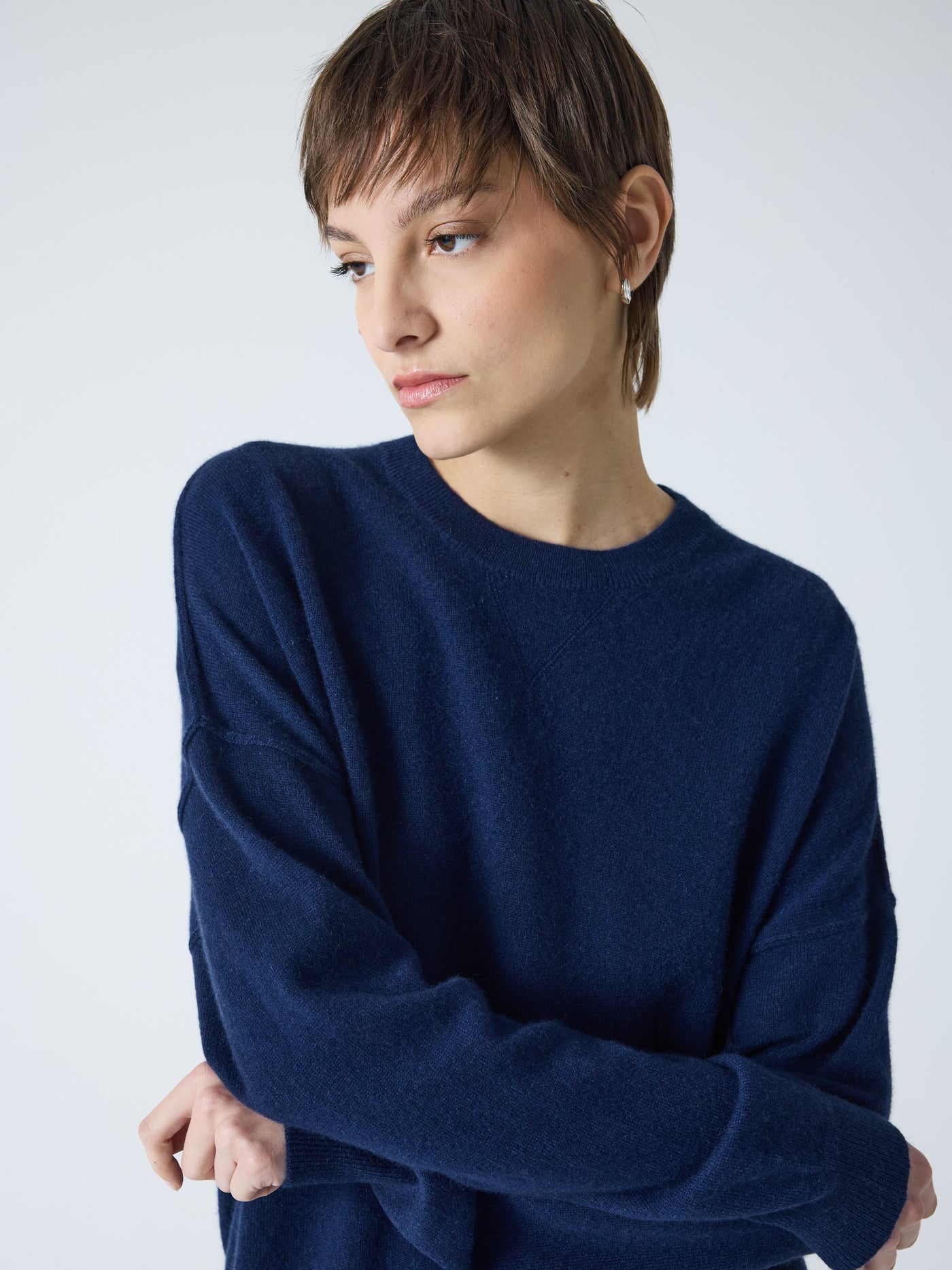 andy - Pull col rond 100% cachemire - navy