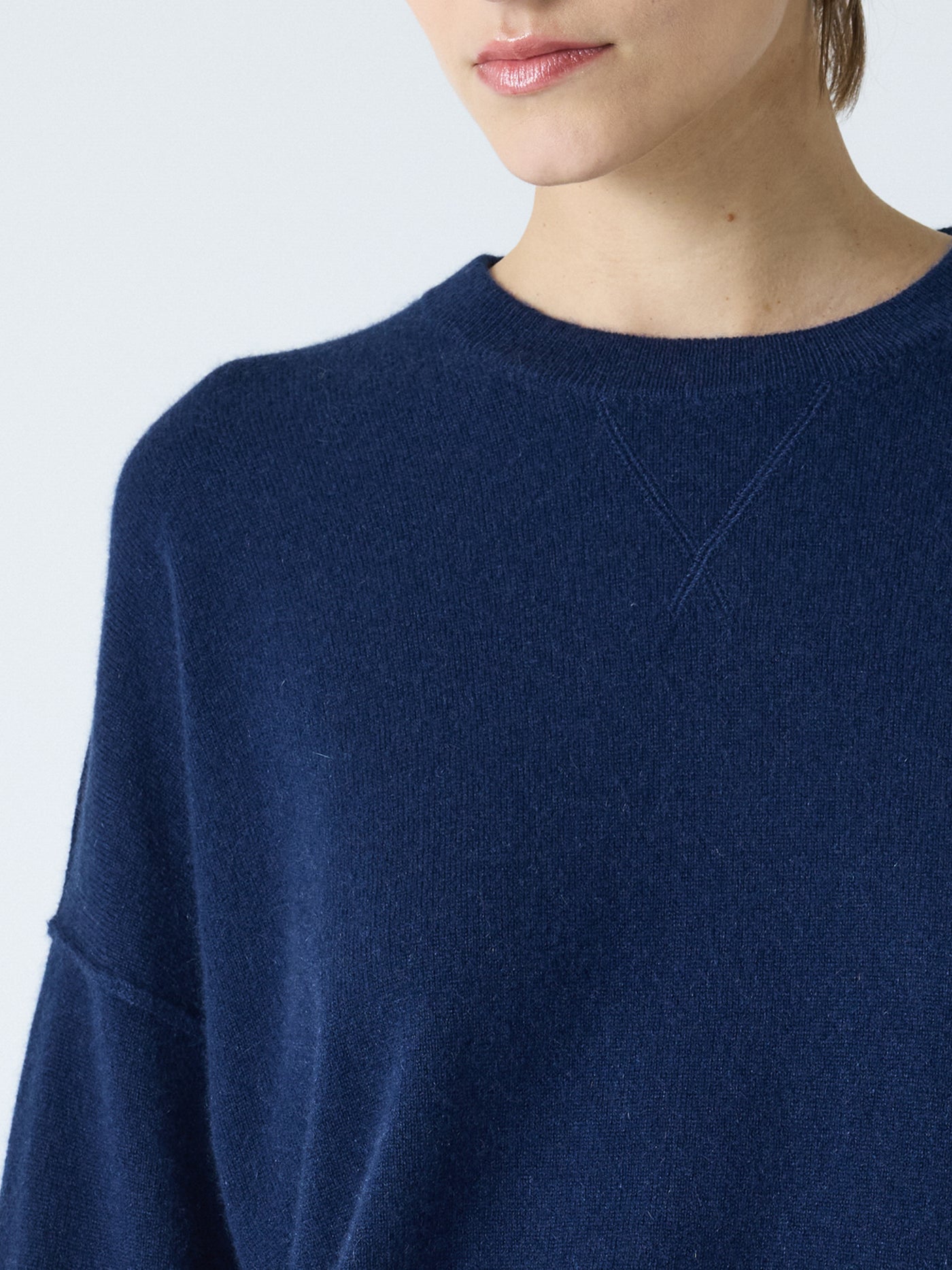 andy - Pull col rond 100% cachemire - navy