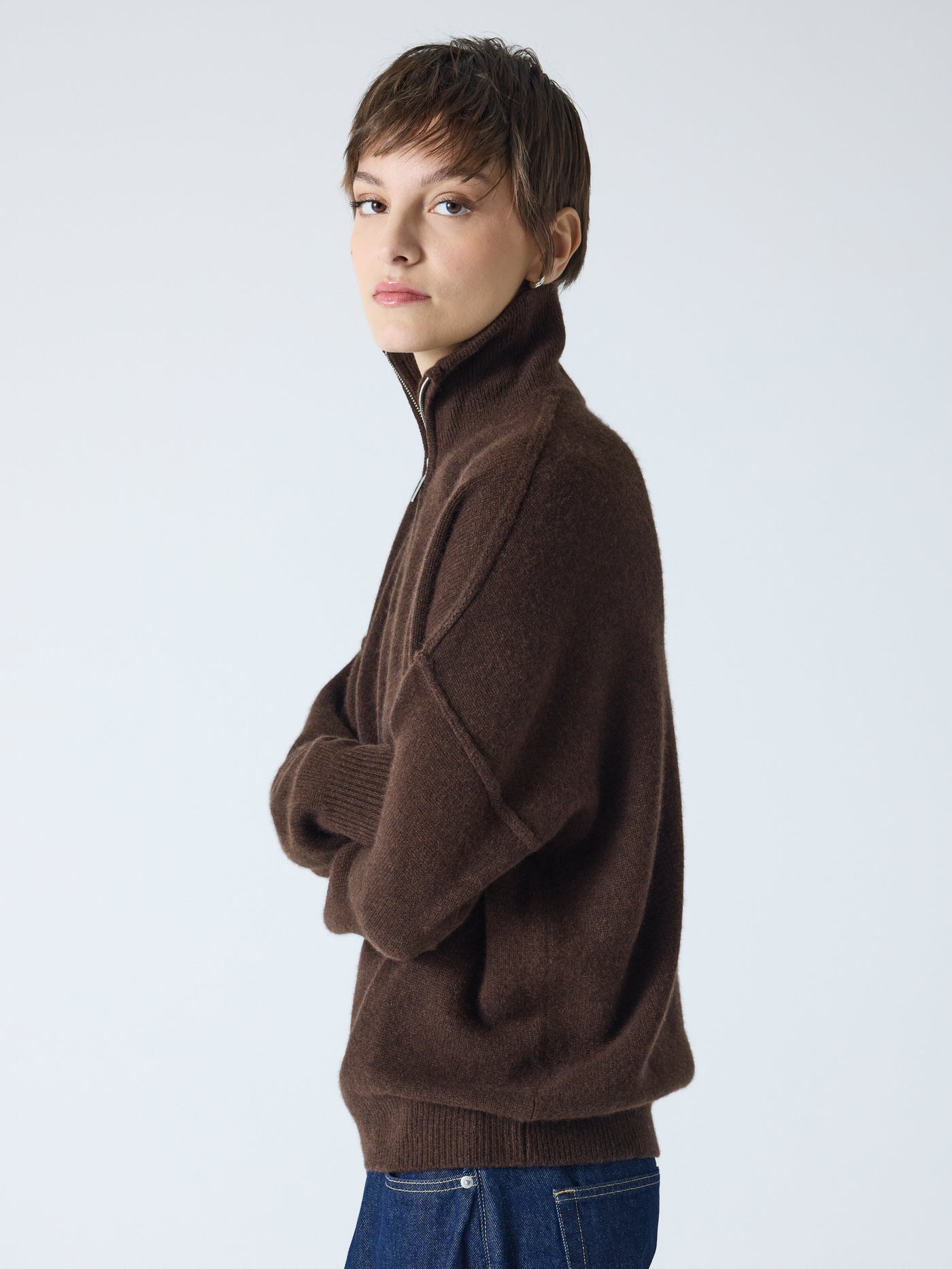 blake - Pull col rond 100% cachemire - brownie