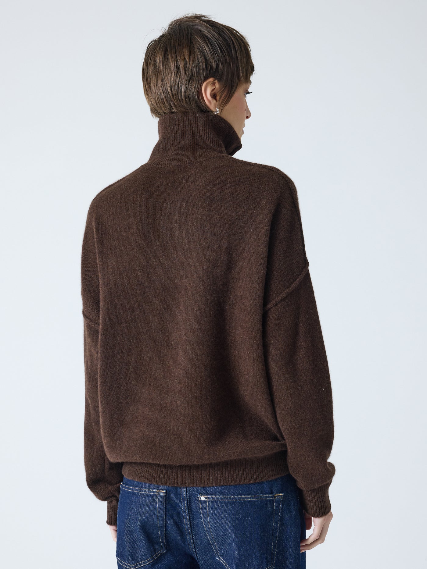 blake - Pull col rond 100% cachemire - brownie