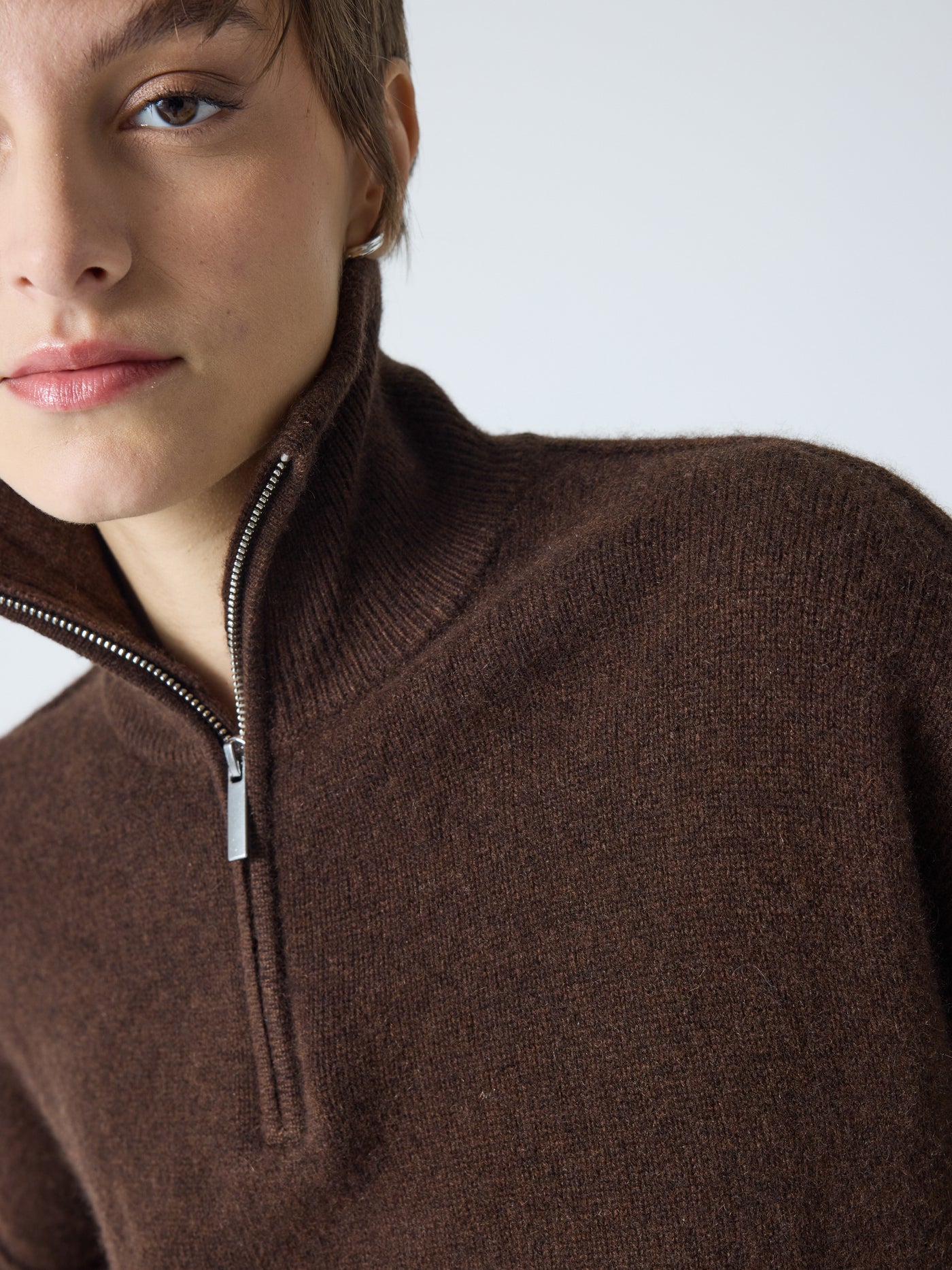 blake - Pull col rond 100% cachemire - brownie