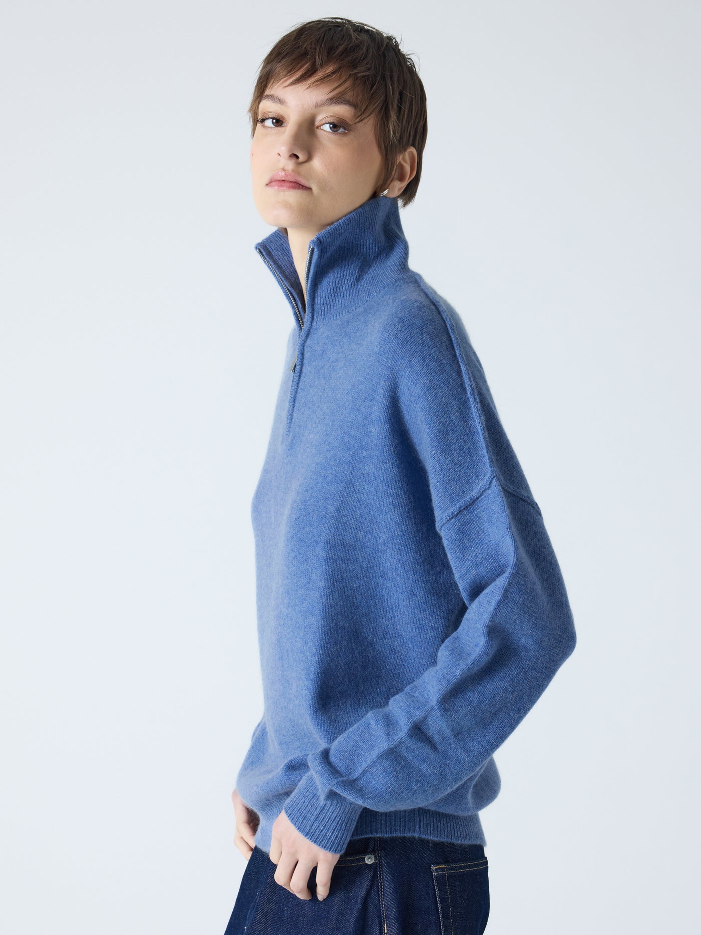 blake - Pull col rond 100% cachemire - denim