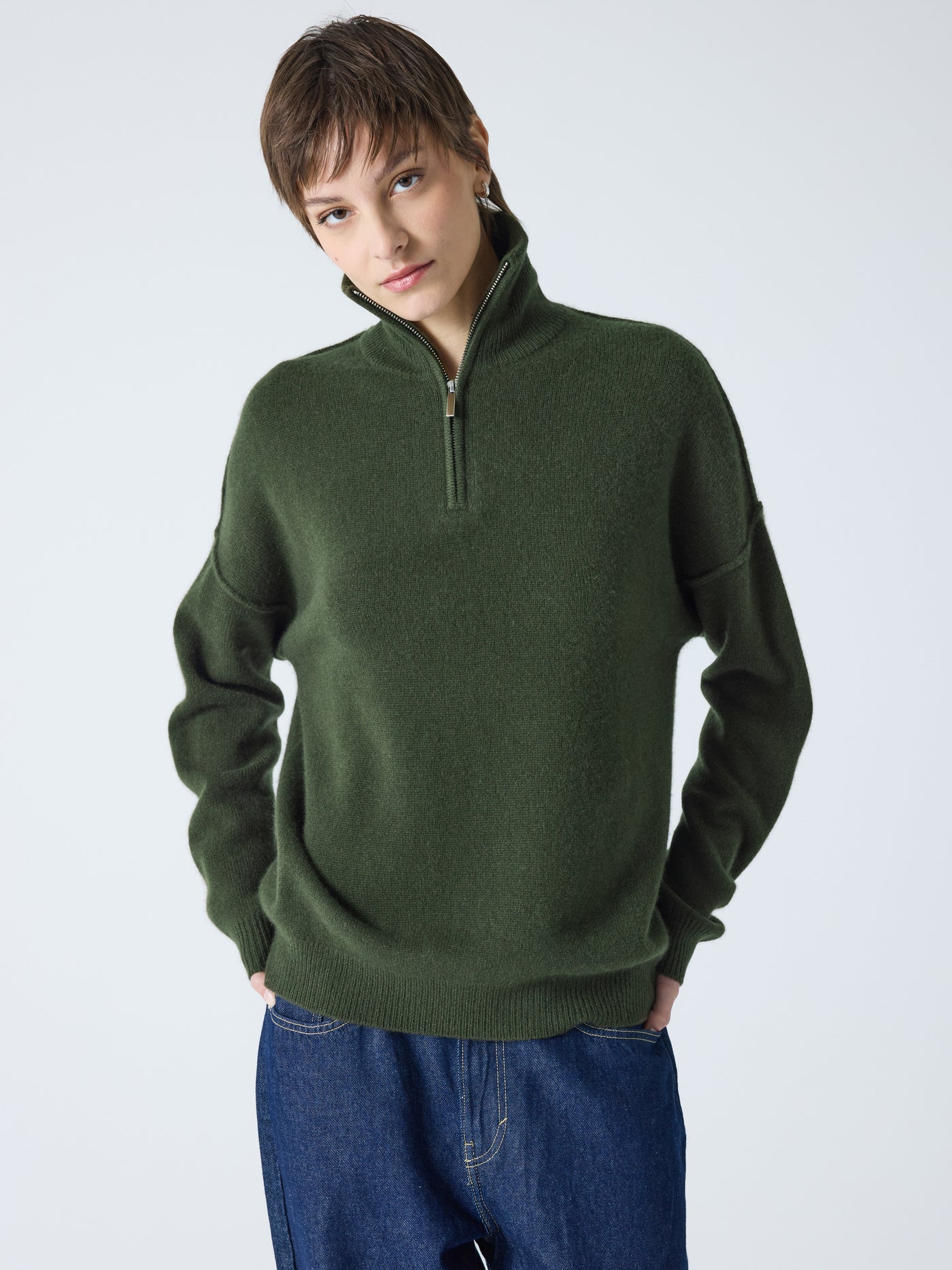 blake - Pull col rond 100% cachemire - forest