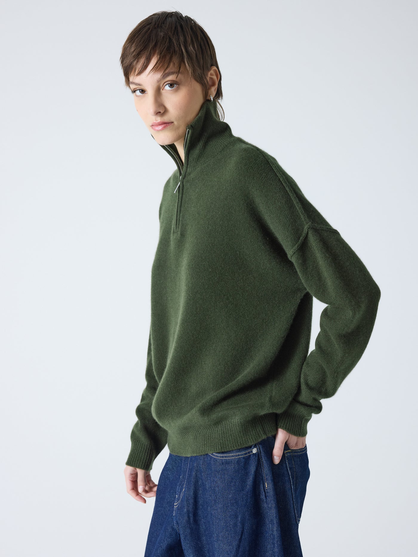 blake - Pull col rond 100% cachemire - forest
