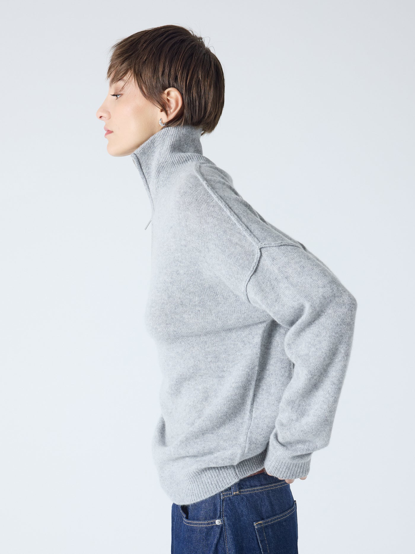 blake - Pull col rond 100% cachemire - light heather grey