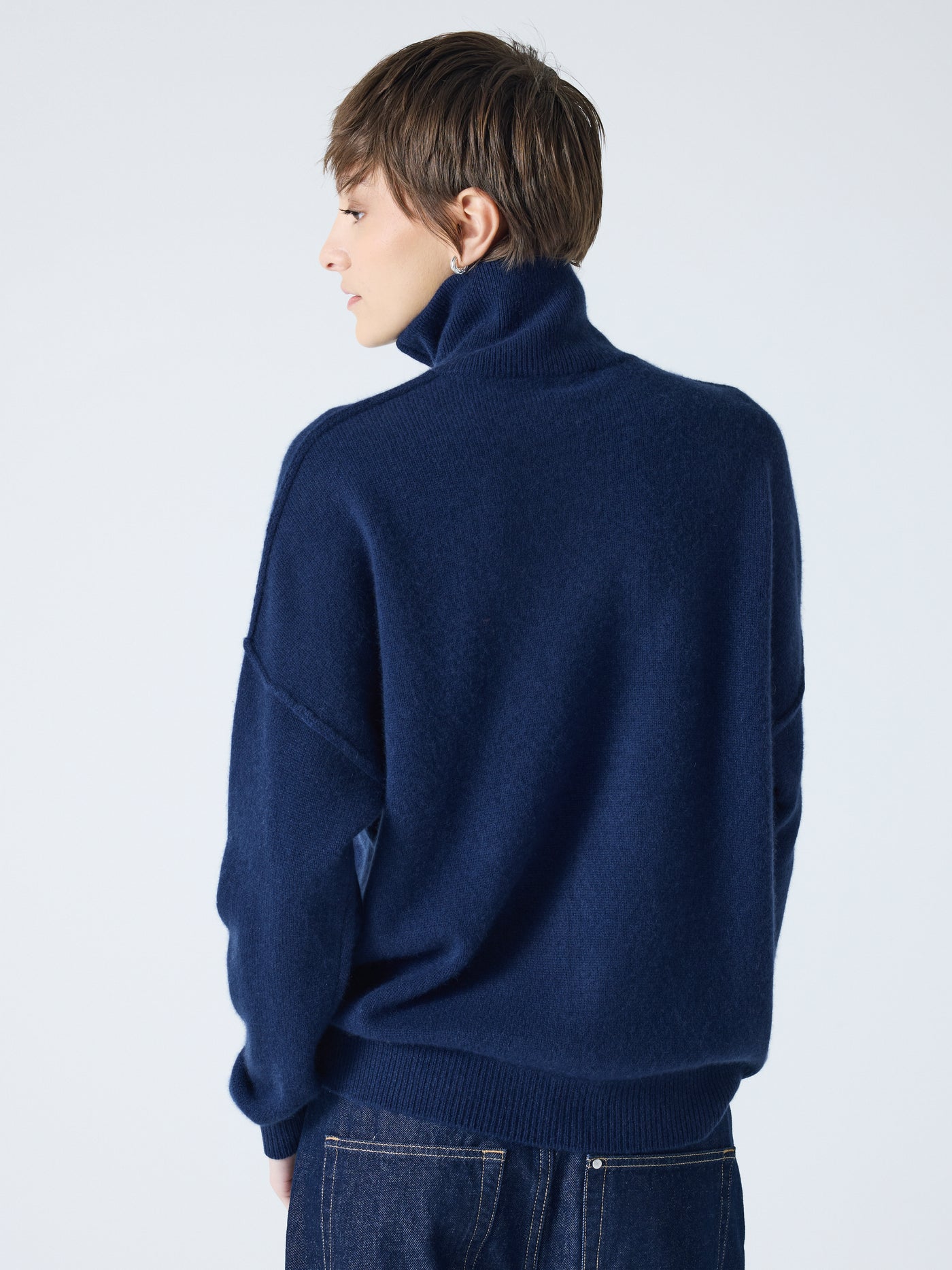 blake - Pull col rond 100% cachemire - Navy