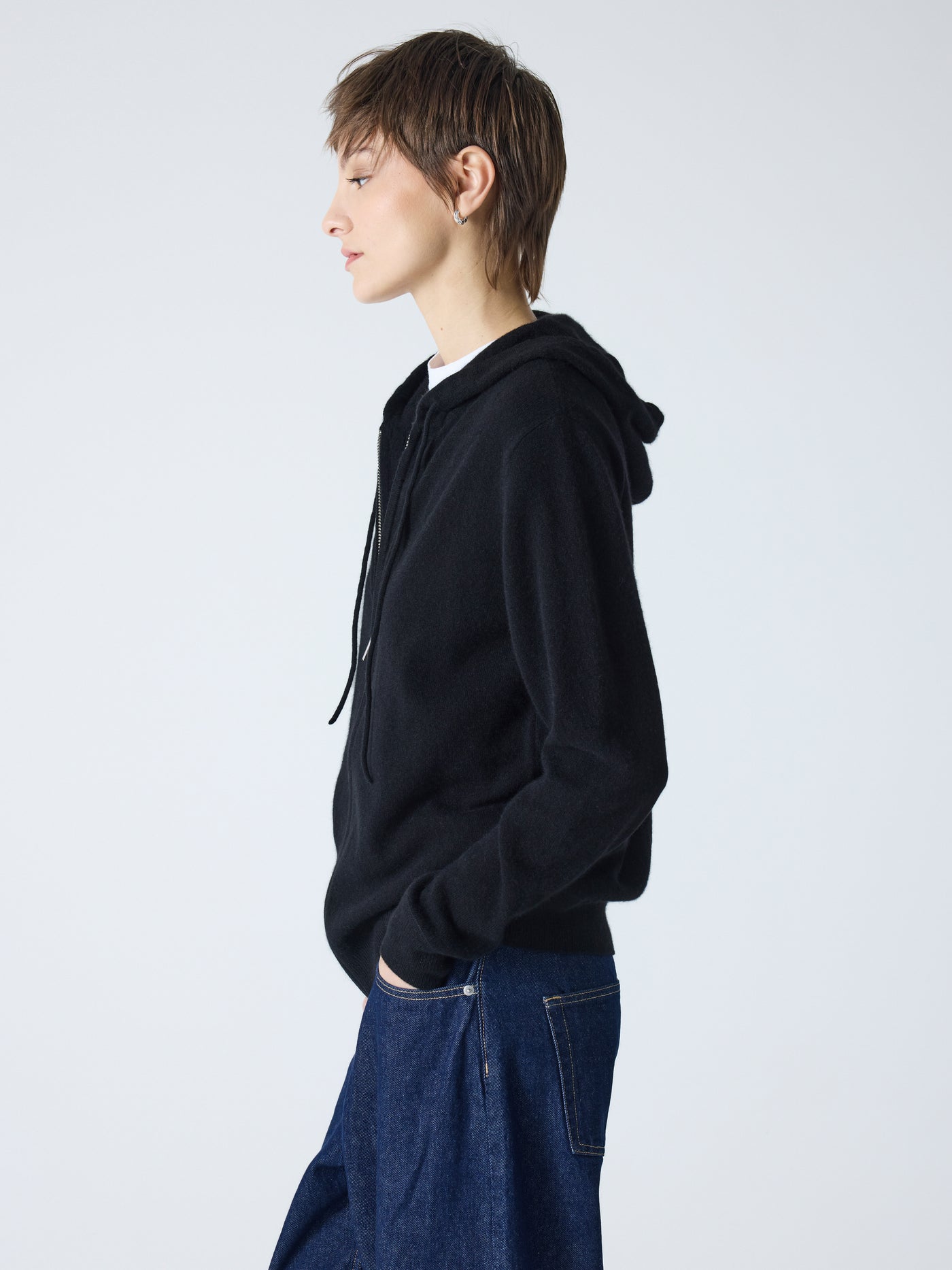 dany - Gilet à capuche zippé 100% cachemire - zwart