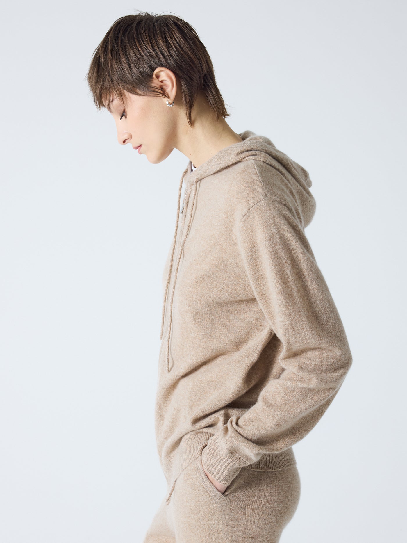 dany - Gilet à capuche zippé 100% cachemire - kastanje