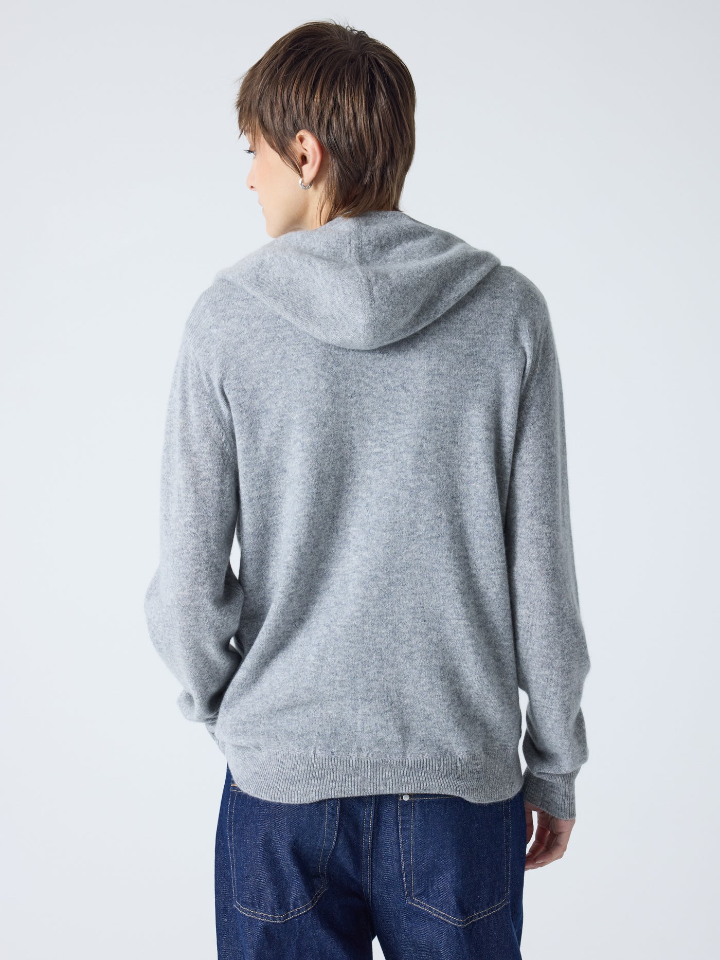 dany - Gilet à capuche zippé 100% cachemire - licht heather grijs