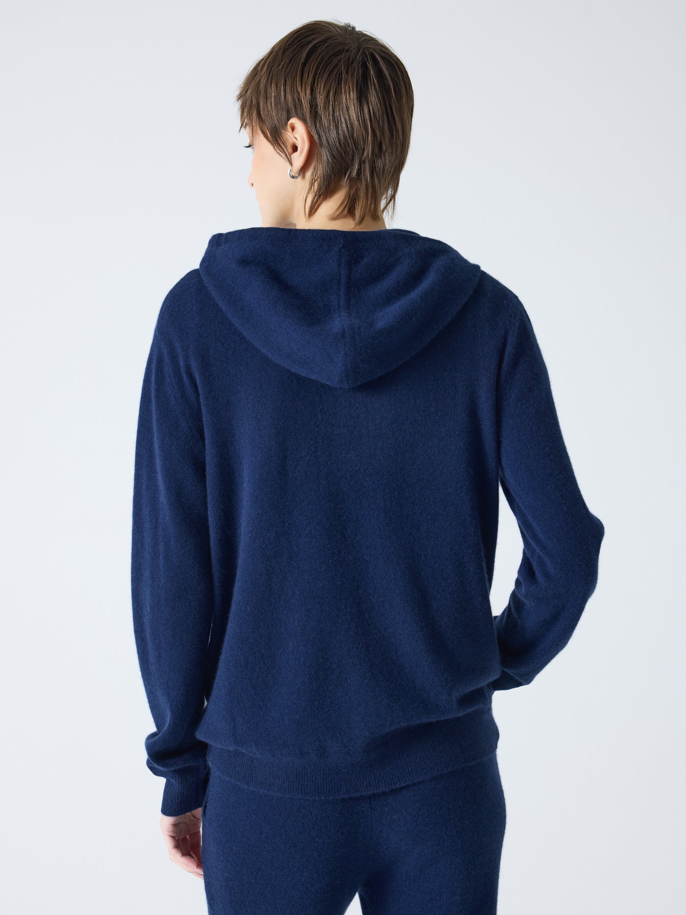 dany - Gilet à capuche zippé 100% cachemire - navy