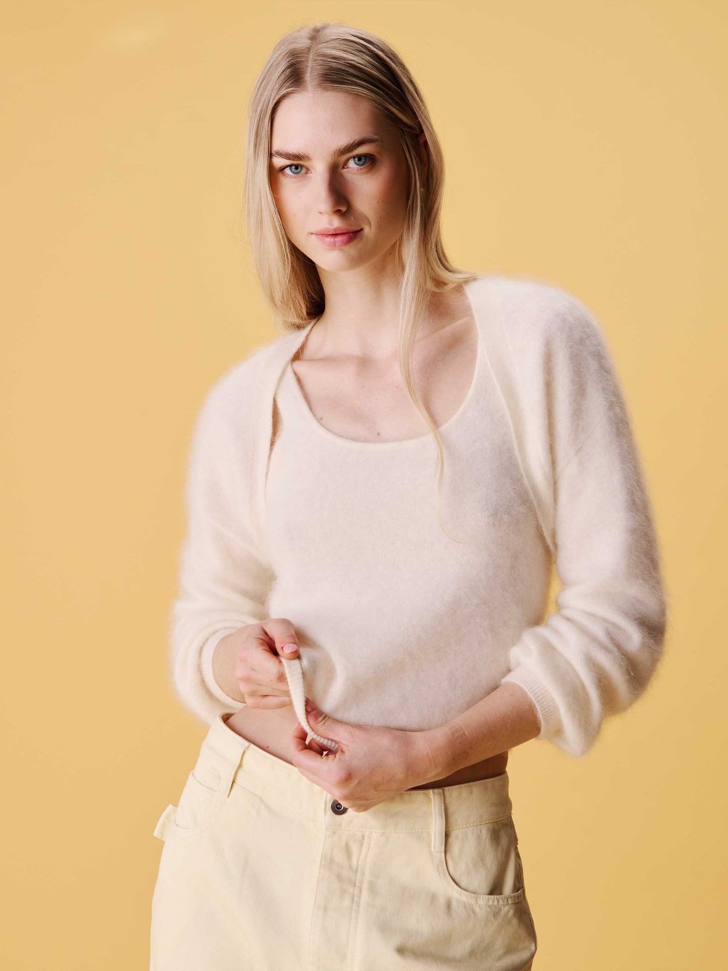 billie - Twinset 100% cachemire - cream