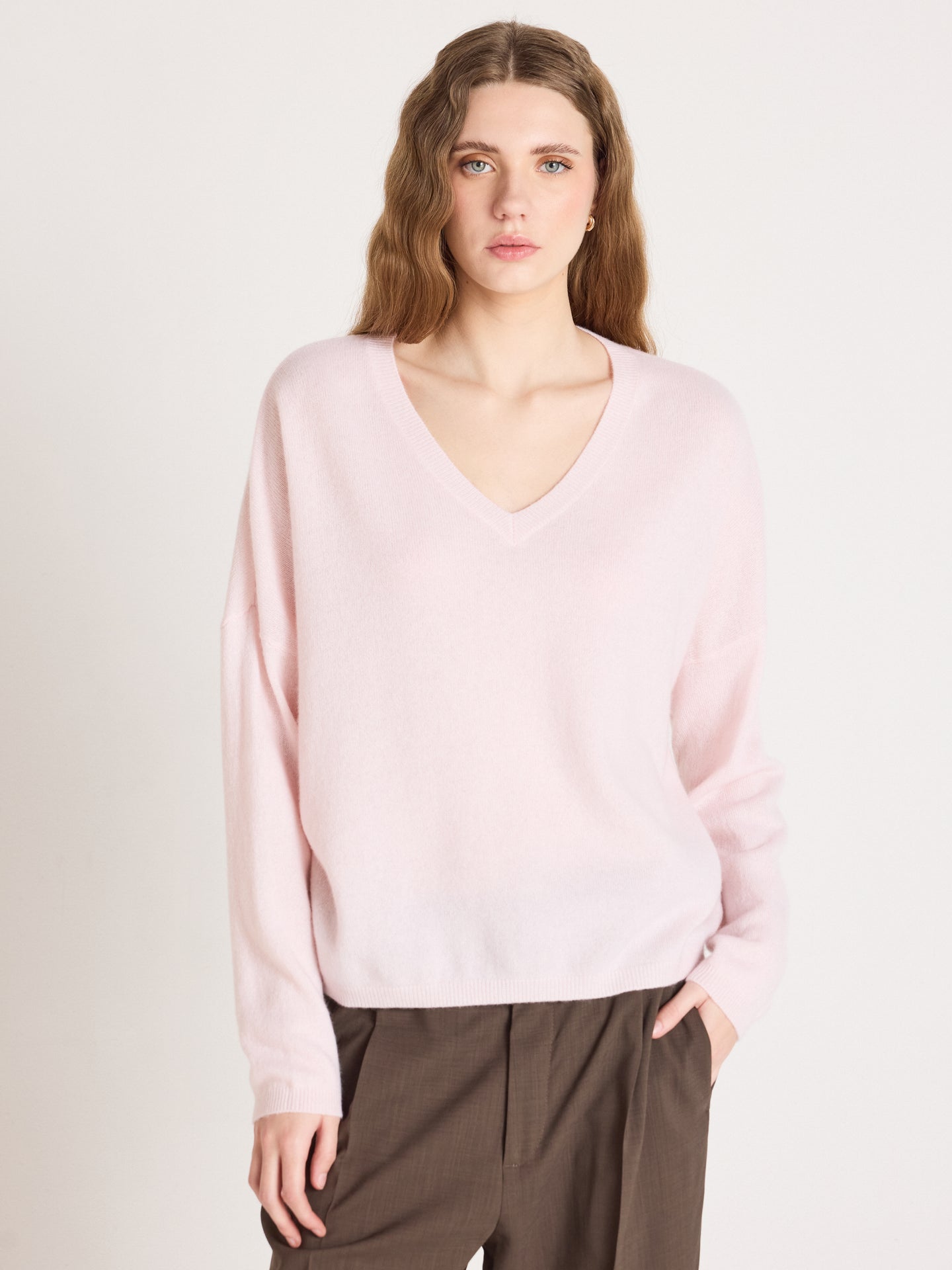 Alicia - Kaschmirpullover mit V-Ausschnitt - ballerina