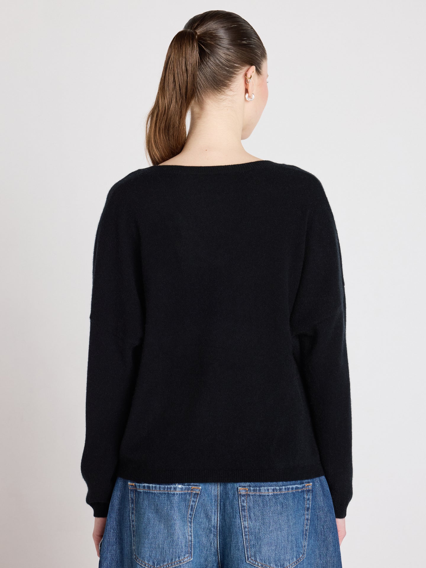 alicia round neck sweater - cashmere - black