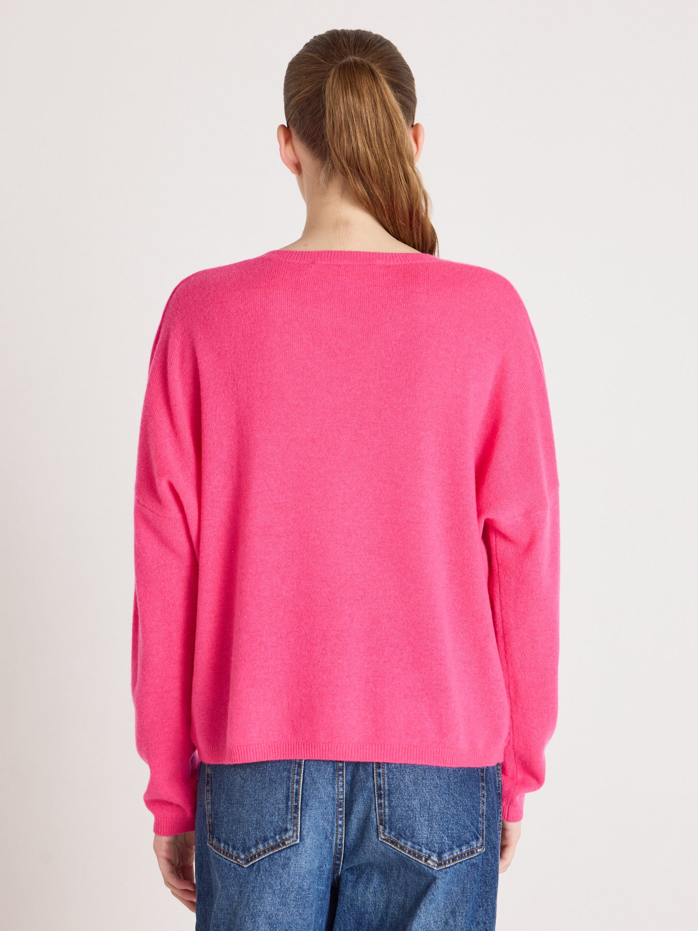 ronde hals trui alicia - kasjmier - fuchsia