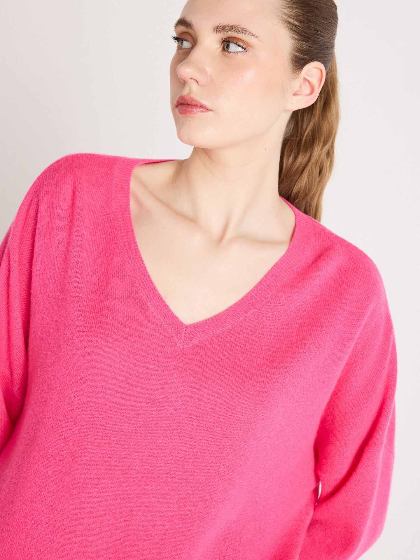 ronde hals trui alicia - kasjmier - fuchsia