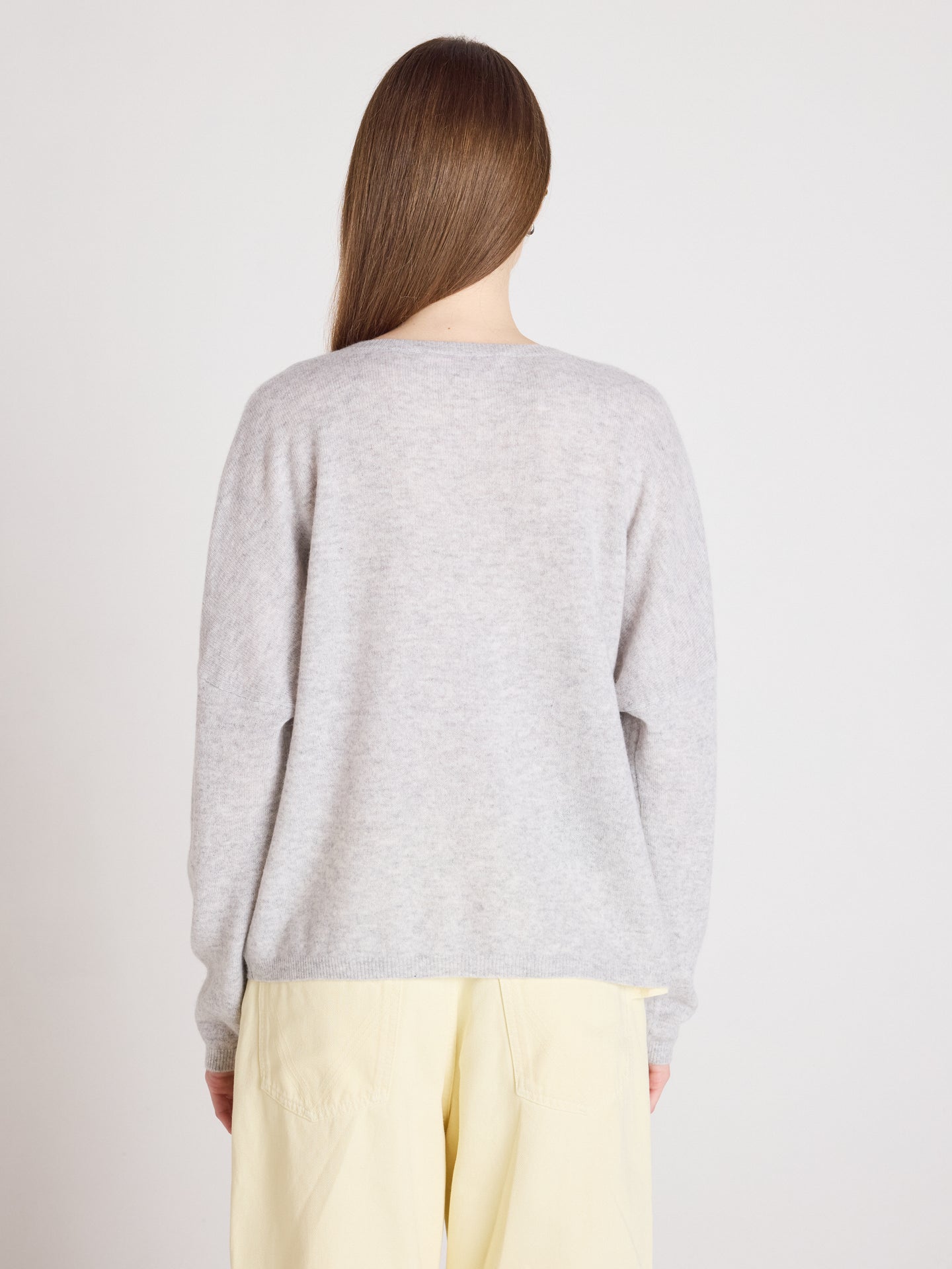 alicia round neck sweater - cashmere - light heather gray
