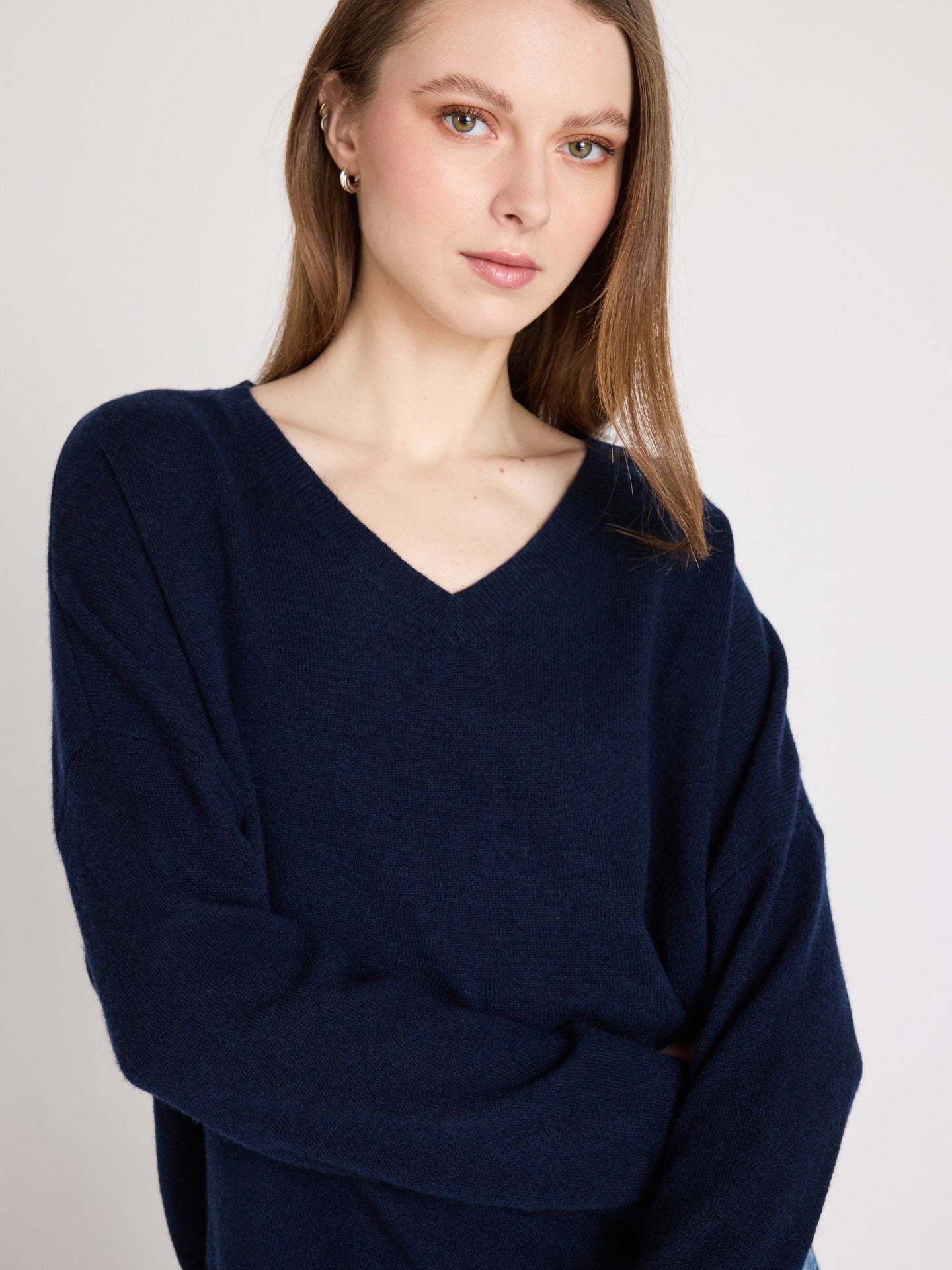 ronde hals trui alicia - kasjmier - navy