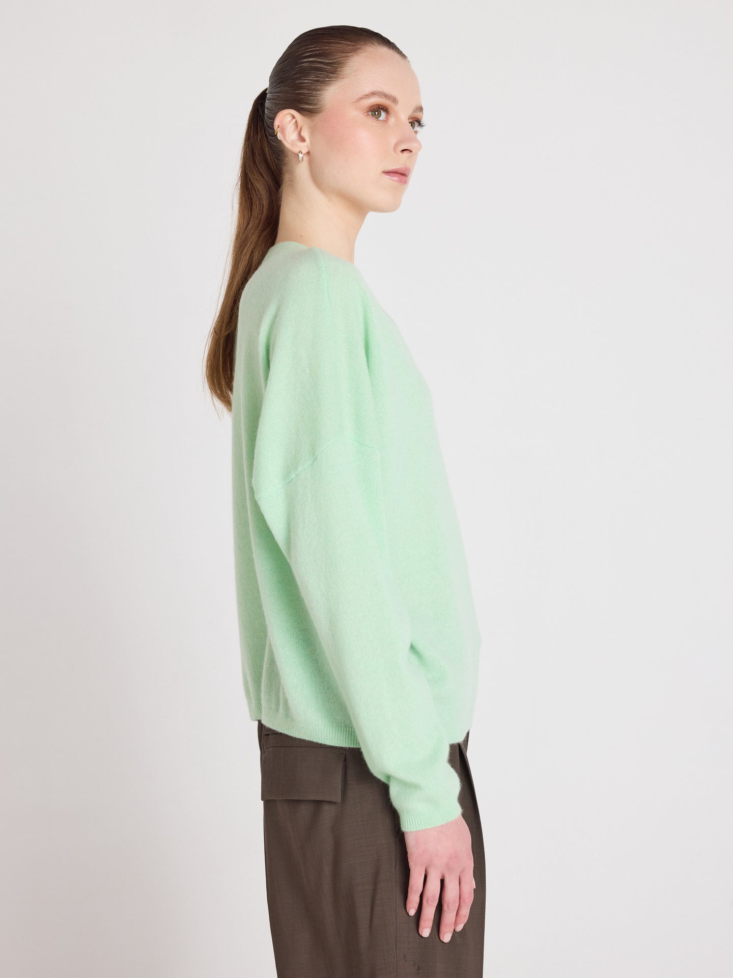 pull col v alicia - Maglione a V in cashmere - pastel green