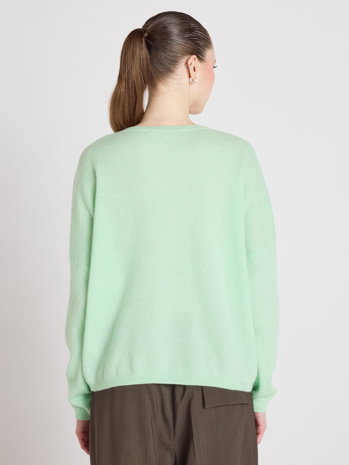 pull col v alicia - Maglione a V in cashmere - pastel green