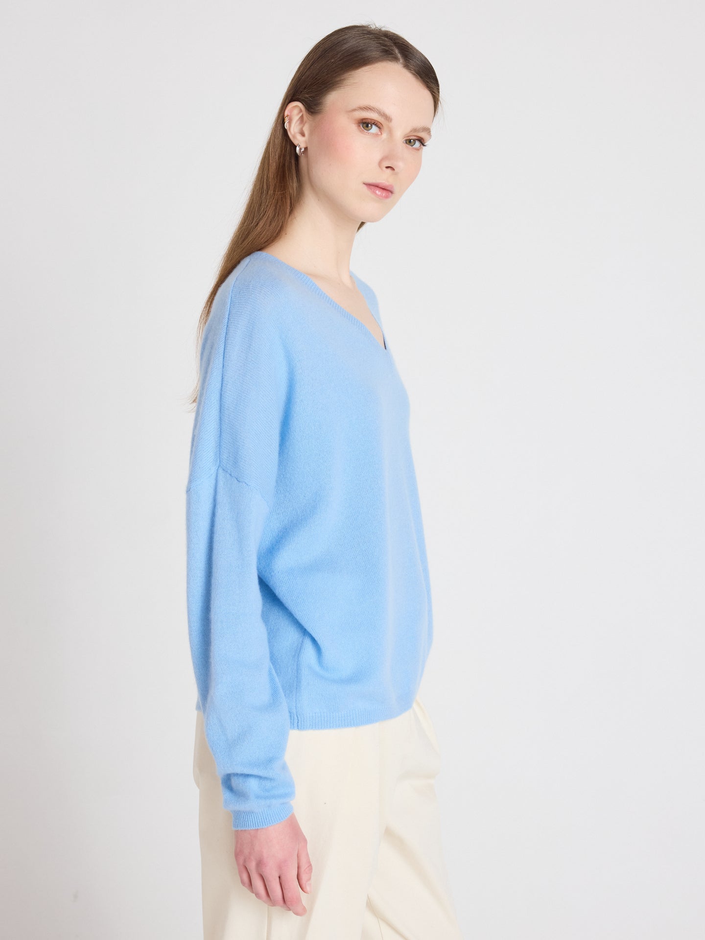 ronde hals trui alicia - kasjmier - provence blue