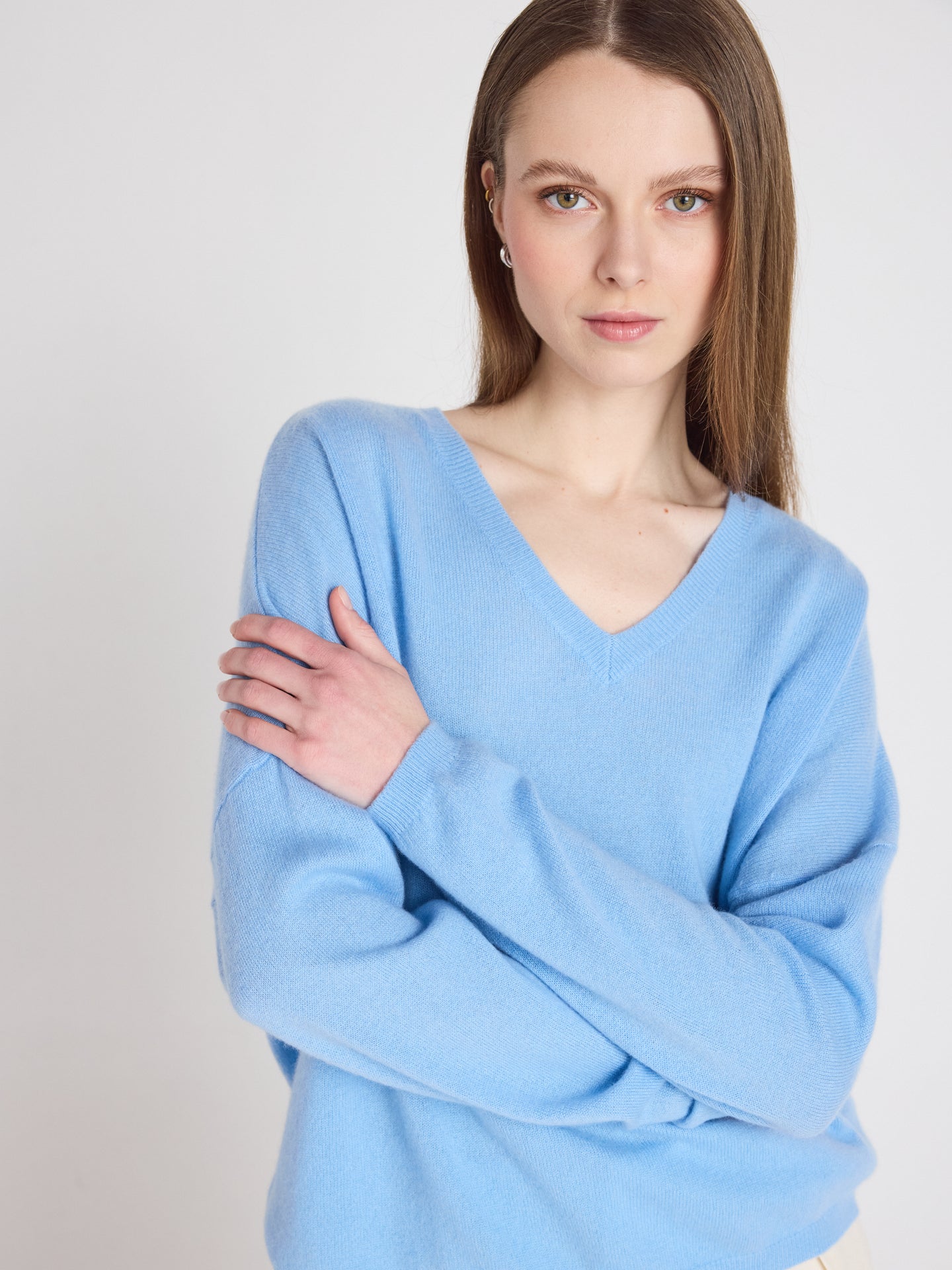 ronde hals trui alicia - kasjmier - provence blue