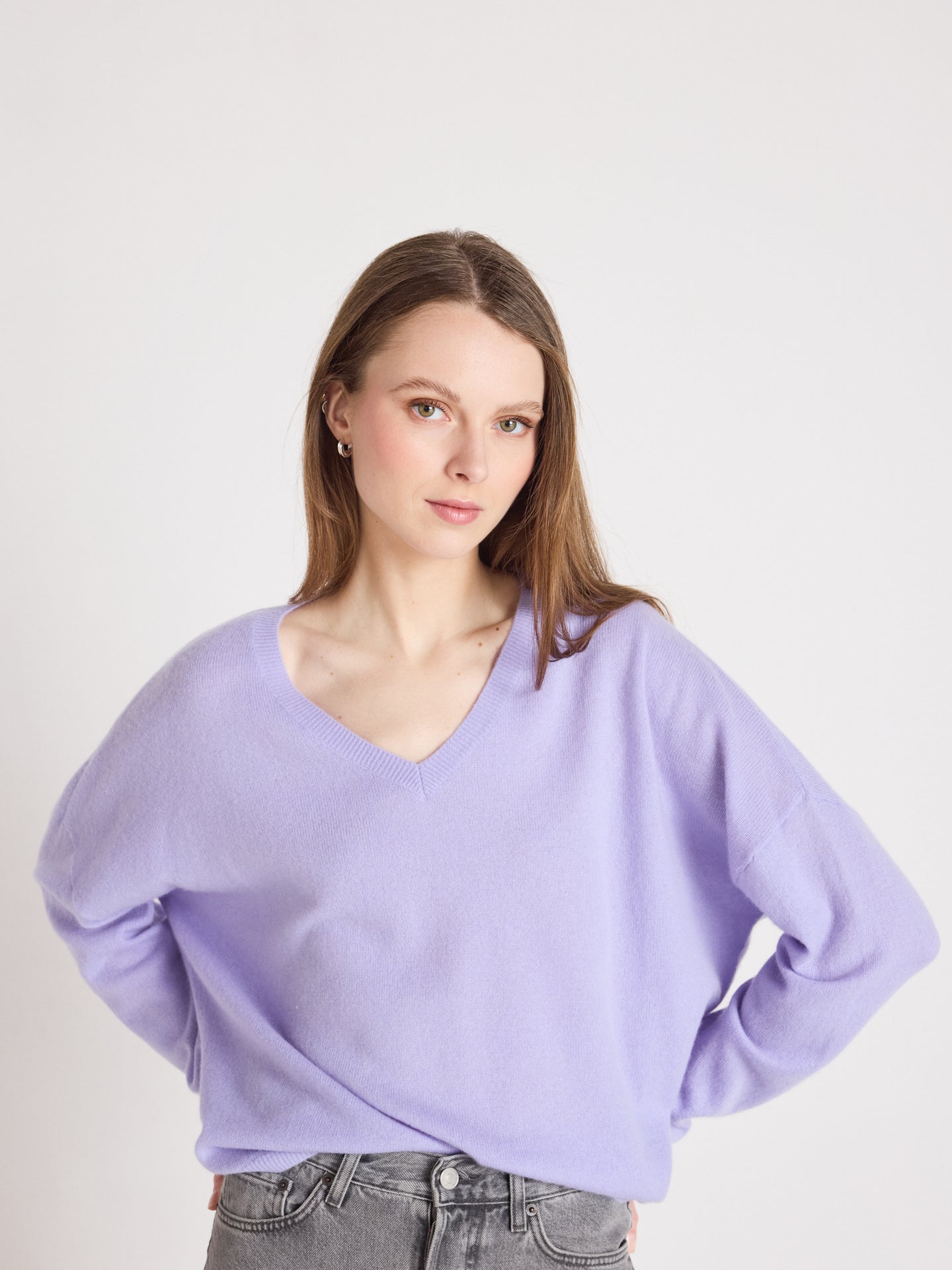 pull col v alicia - cachemire - sweet lavender