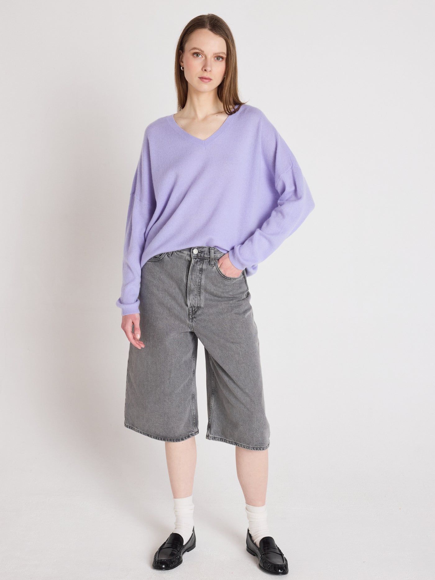 Alicia - Kaschmirpullover mit V-Ausschnitt - sweet lavender